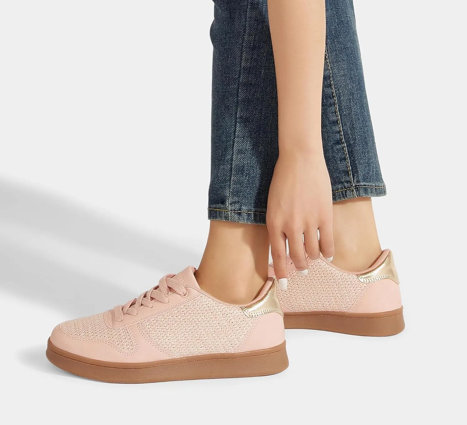 LUCKY STEP Retro Trainers Women Fashion Sneakers Braided Classic Raffia Casual Anti-Slip Tennis Woven Walking Shoes