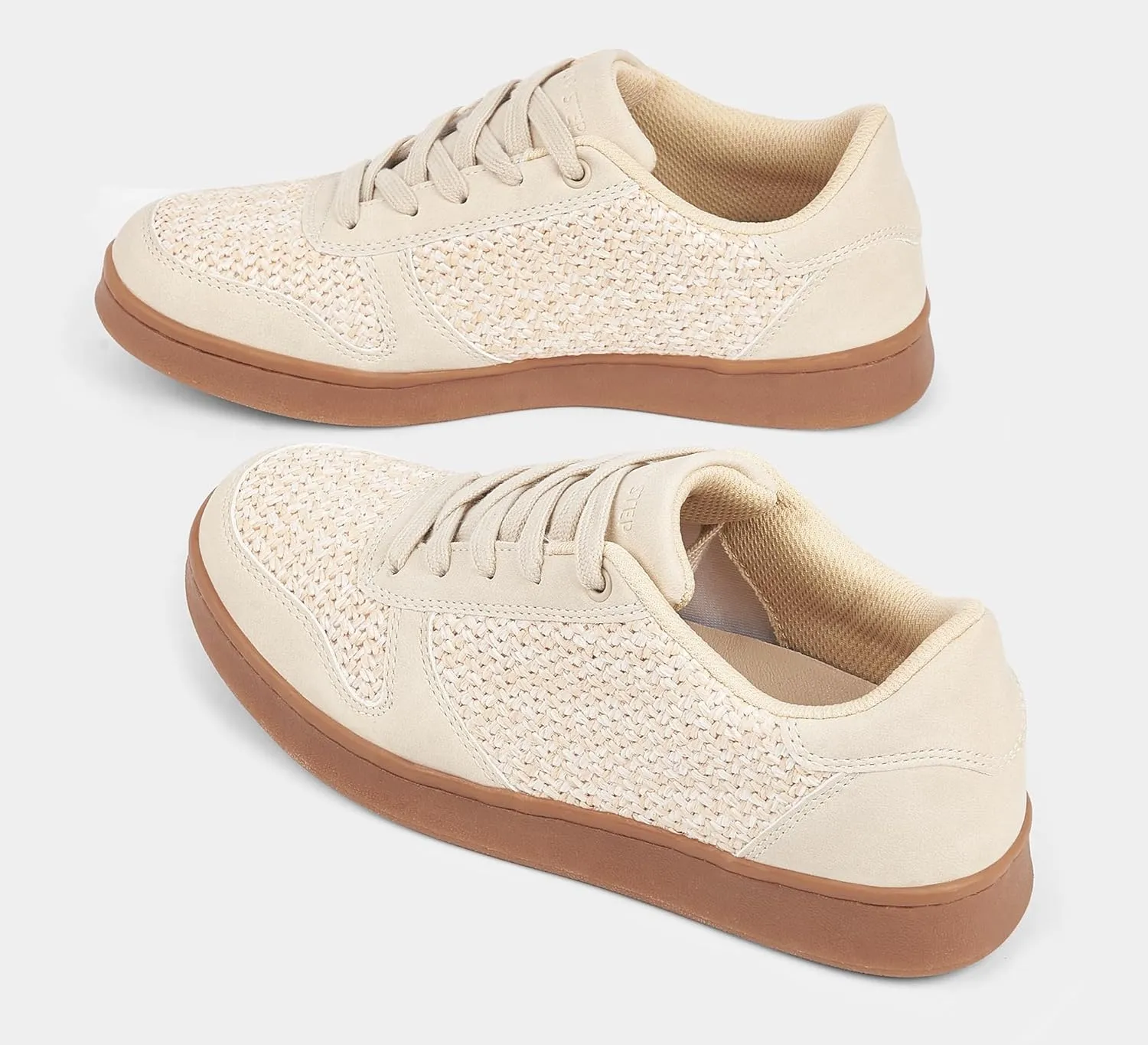 LUCKY STEP Retro Trainers Women Fashion Sneakers Braided Classic Raffia Casual Anti-Slip Tennis Woven Walking Shoes