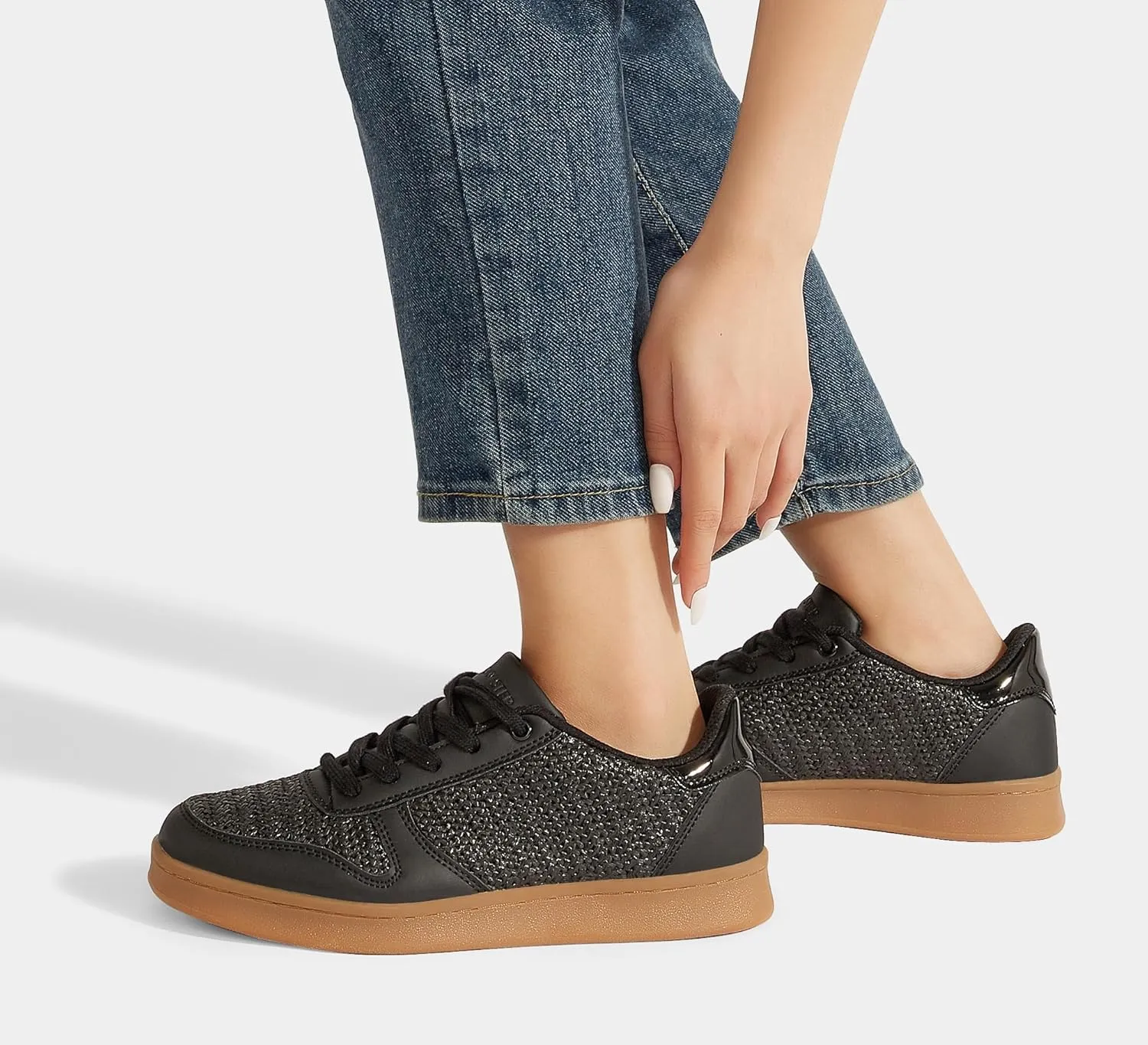 LUCKY STEP Retro Trainers Women Fashion Sneakers Braided Classic Raffia Casual Anti-Slip Tennis Woven Walking Shoes