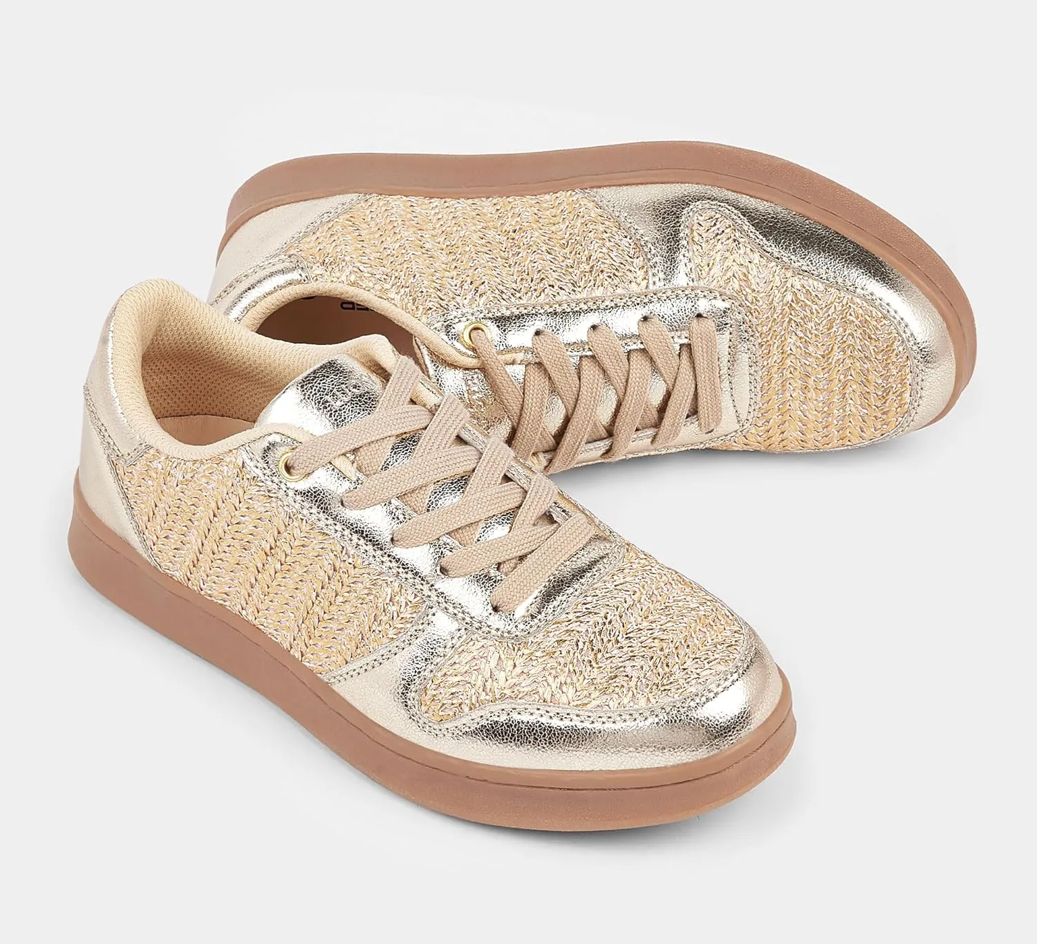 LUCKY STEP Retro Trainers Women Fashion Sneakers Braided Classic Raffia Casual Anti-Slip Tennis Woven Walking Shoes
