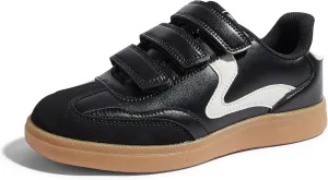 LUCKY STEP Women's Casual Fashion Retro Sneakers Classic Gum Sole Hook and Loop Tennis Footwear Anti Slip Skate Trainers Trendy Walking Shoes