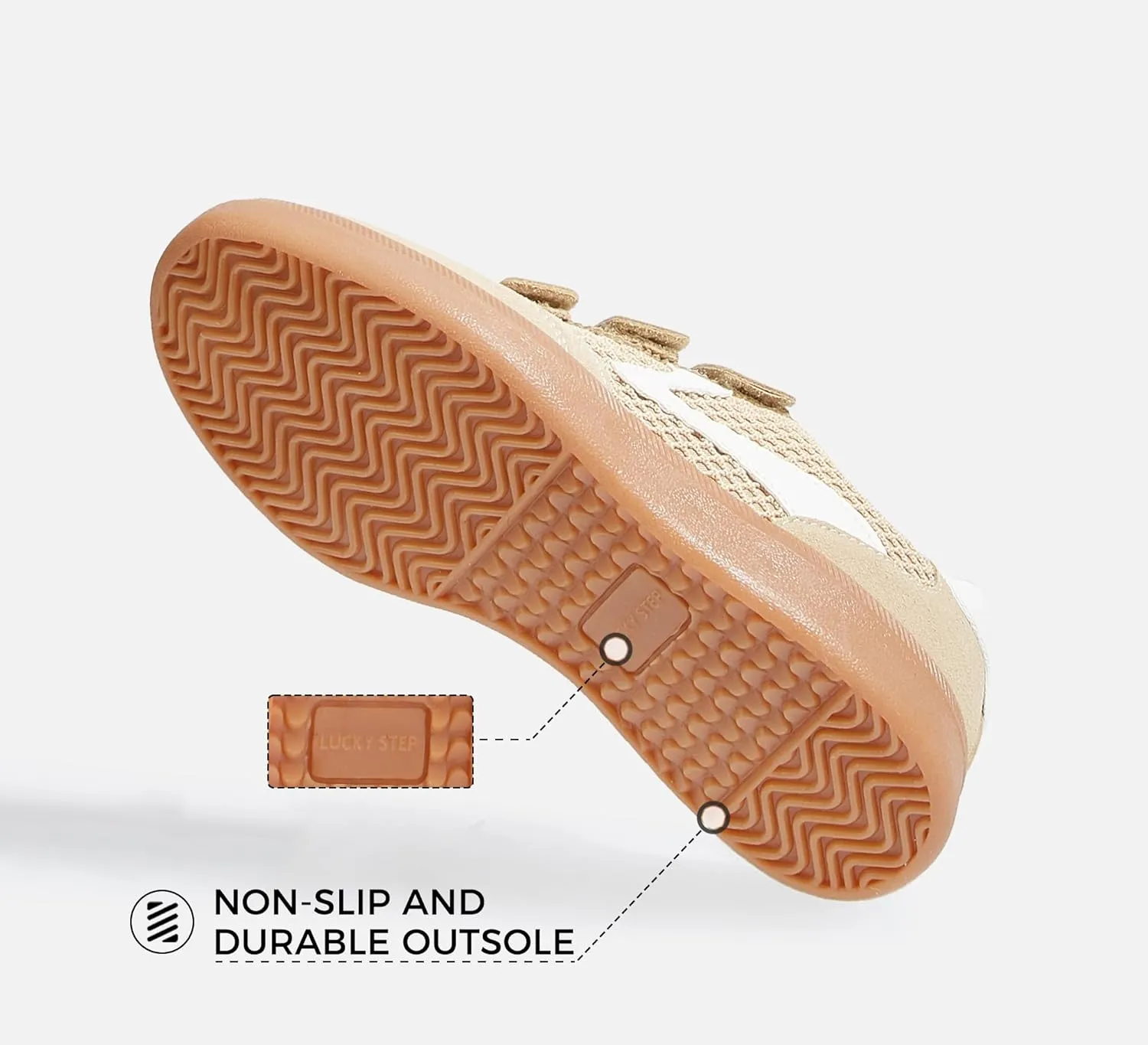 LUCKY STEP Women's Casual Fashion Retro Sneakers Classic Gum Sole Hook and Loop Tennis Footwear Anti Slip Skate Trainers Trendy Walking Shoes