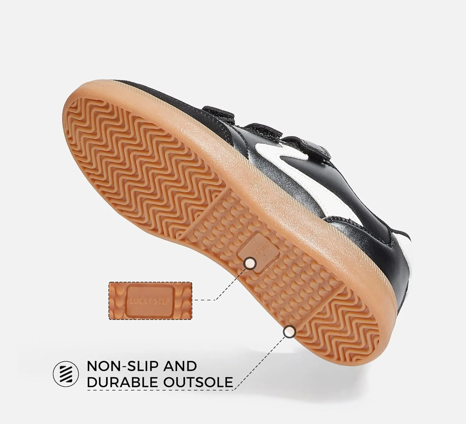 LUCKY STEP Women's Casual Fashion Retro Sneakers Classic Gum Sole Hook and Loop Tennis Footwear Anti Slip Skate Trainers Trendy Walking Shoes