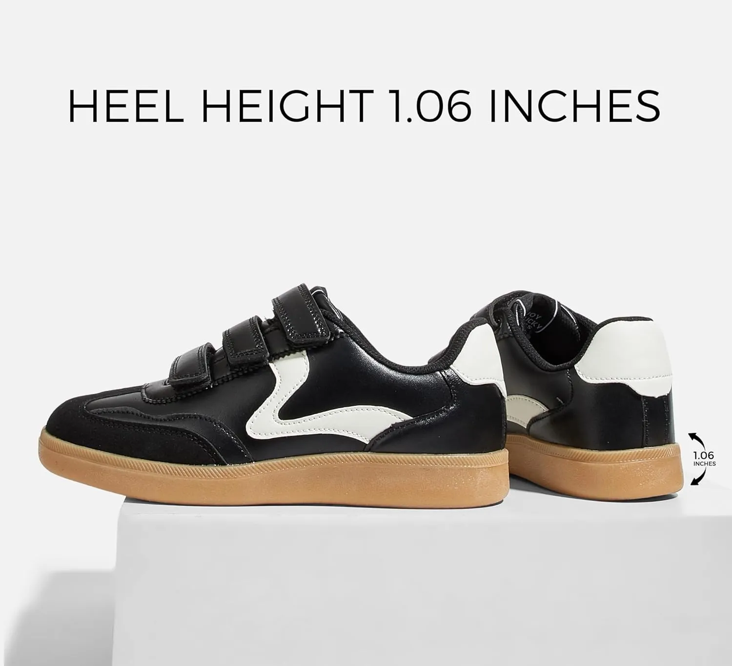 LUCKY STEP Women's Casual Fashion Retro Sneakers Classic Gum Sole Hook and Loop Tennis Footwear Anti Slip Skate Trainers Trendy Walking Shoes