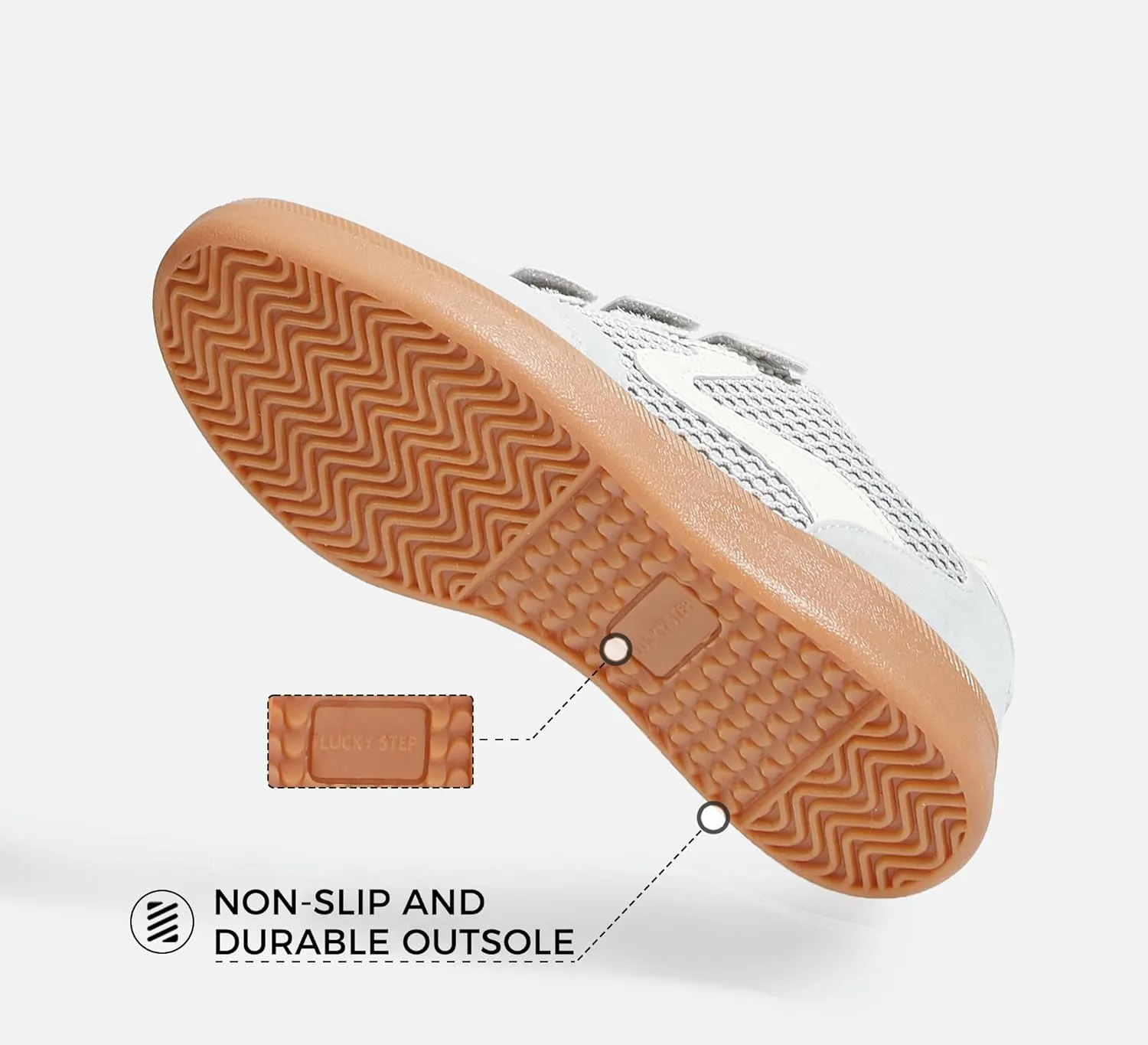 LUCKY STEP Women's Casual Fashion Retro Sneakers Classic Gum Sole Hook and Loop Tennis Footwear Anti Slip Skate Trainers Trendy Walking Shoes