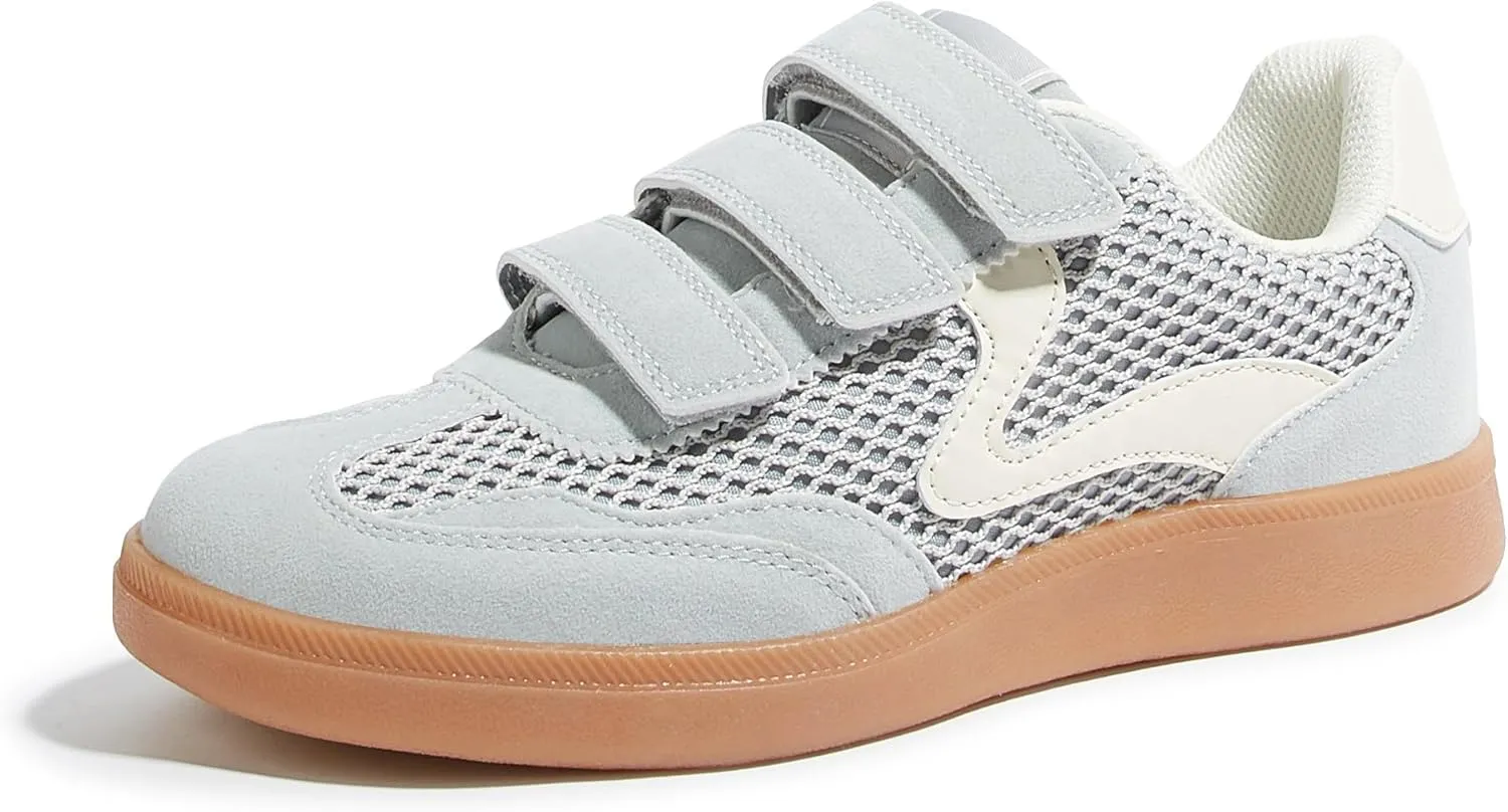 LUCKY STEP Women's Casual Fashion Retro Sneakers Classic Gum Sole Hook and Loop Tennis Footwear Anti Slip Skate Trainers Trendy Walking Shoes