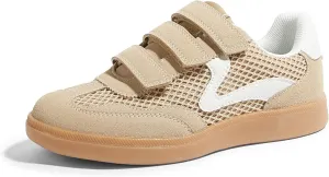 LUCKY STEP Women's Casual Fashion Retro Sneakers Classic Gum Sole Hook and Loop Tennis Footwear Anti Slip Skate Trainers Trendy Walking Shoes