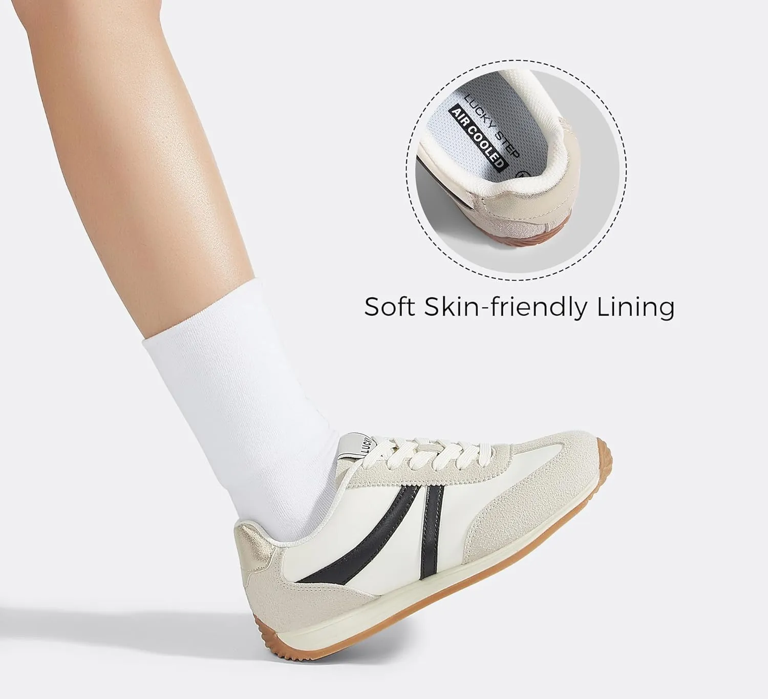 LUCKY STEP Women's Retro Fashion Sneakers Non Slip Comfortable Casual Running Shoes Breathable Classic Walking Trainers