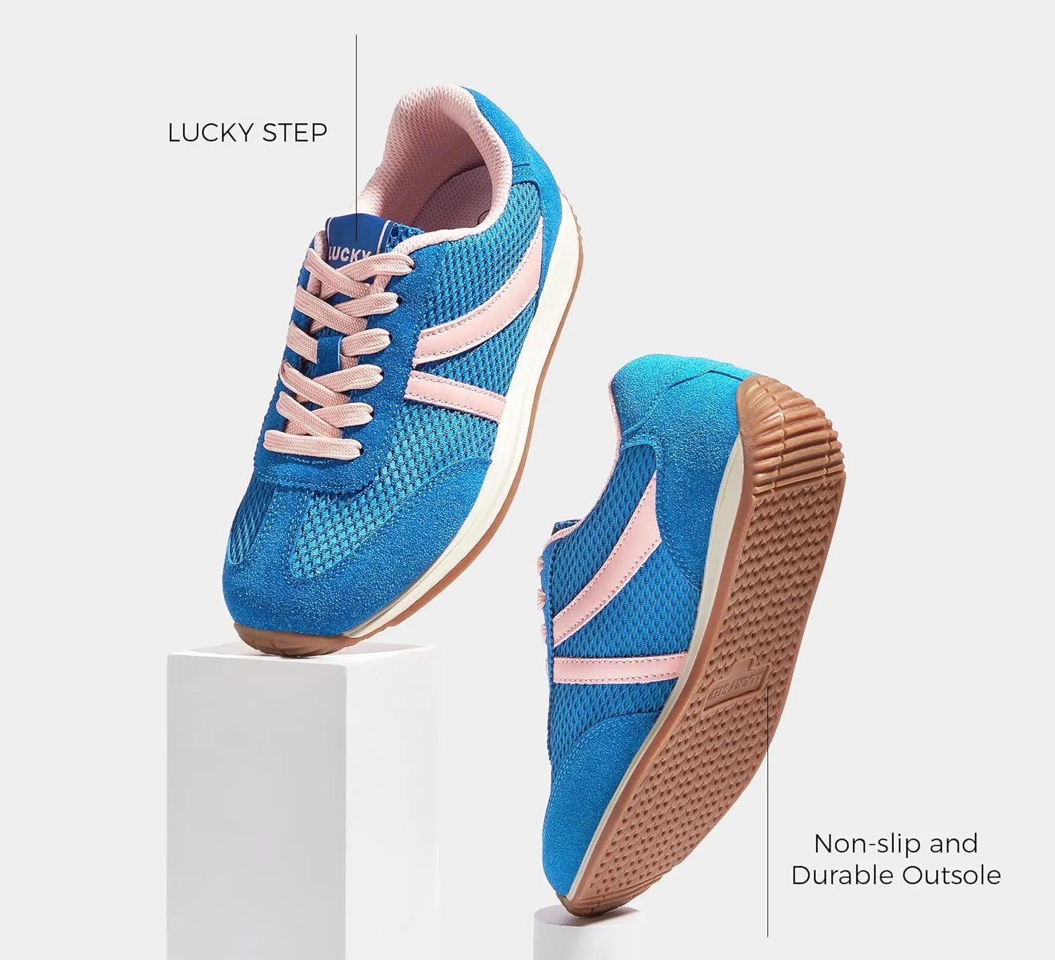 LUCKY STEP Women's Retro Fashion Sneakers Non Slip Comfortable Casual Running Shoes Breathable Classic Walking Trainers