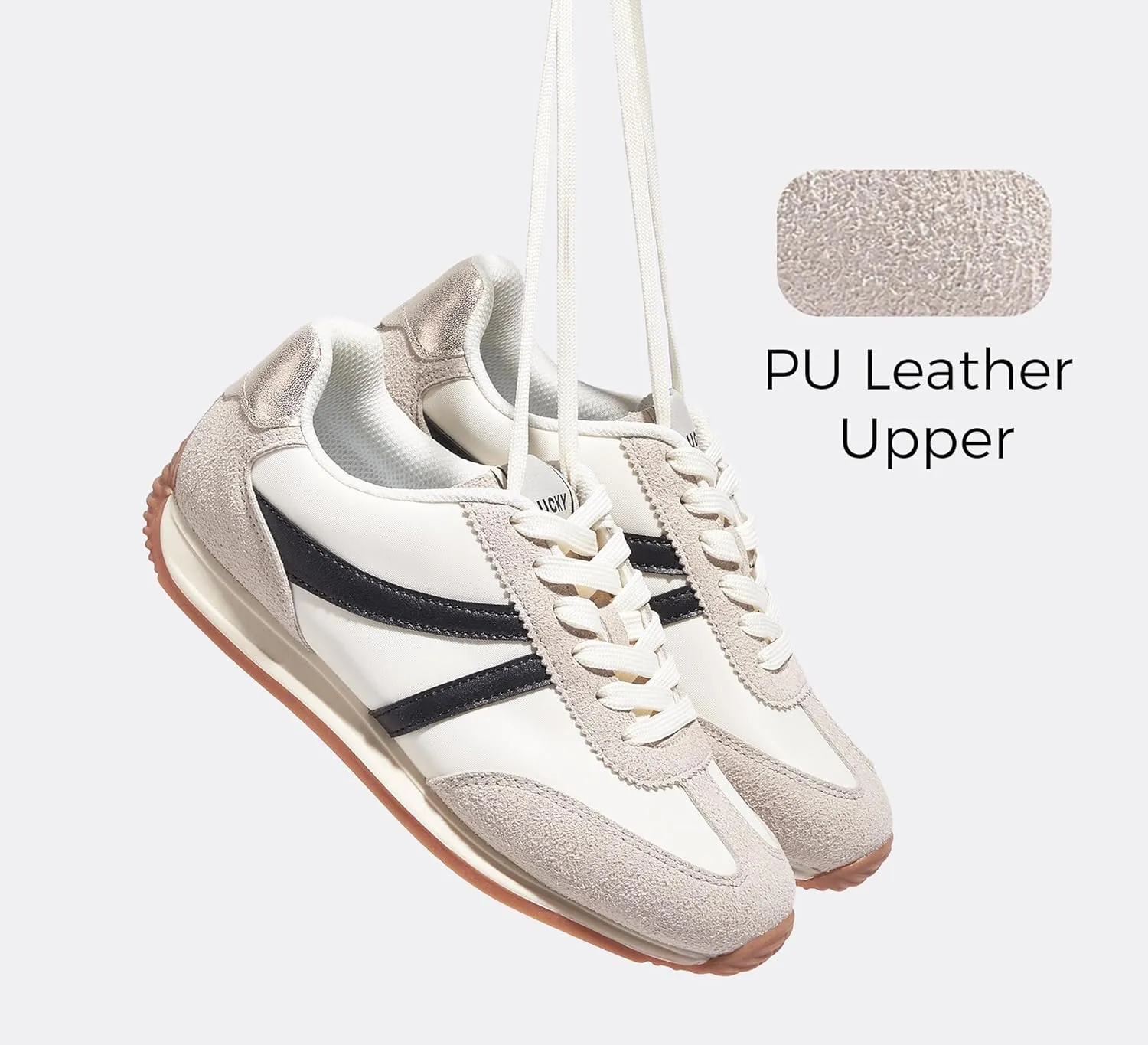 LUCKY STEP Women's Retro Fashion Sneakers Non Slip Comfortable Casual Running Shoes Breathable Classic Walking Trainers