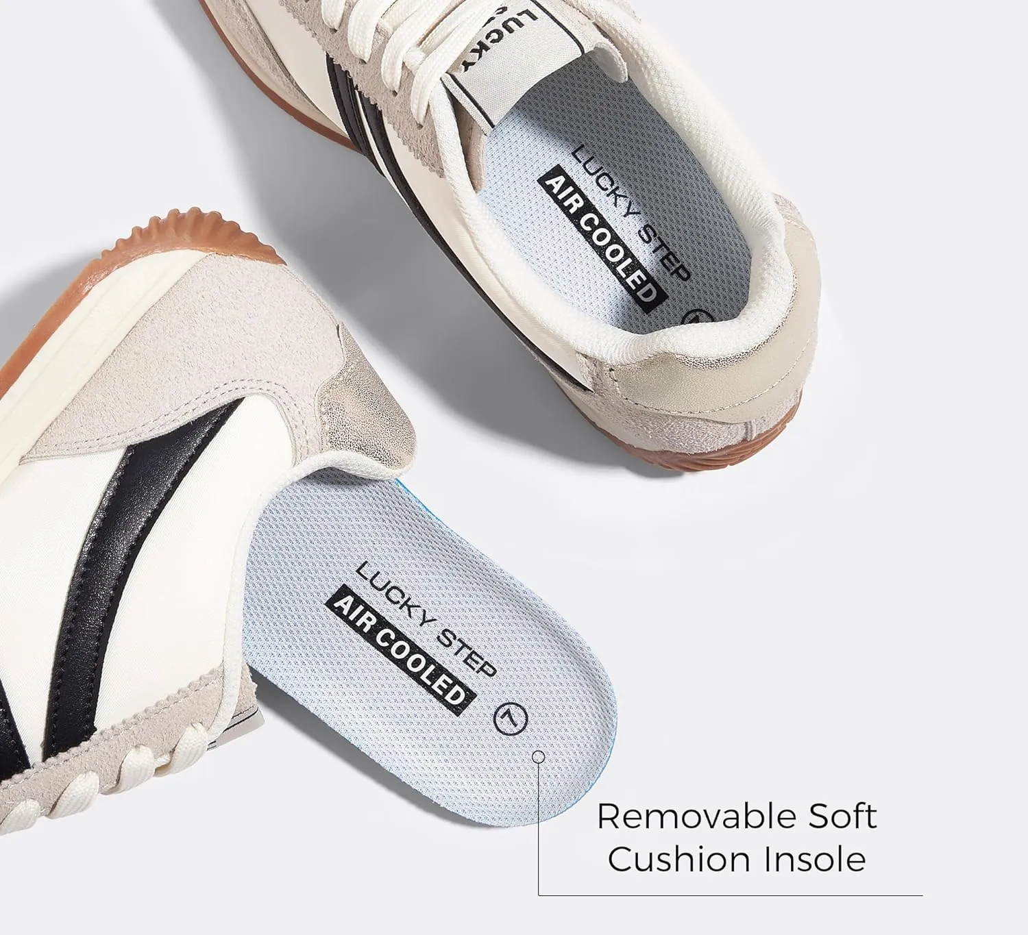LUCKY STEP Women's Retro Fashion Sneakers Non Slip Comfortable Casual Running Shoes Breathable Classic Walking Trainers