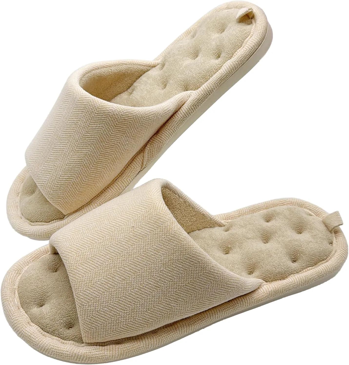 MAGILONA Women House Slippers Mens Bedroom Indoor Shoes Fall Memory Foam Open-Toe Home Shoes Slid Flax Soft Non-Slip Shoes