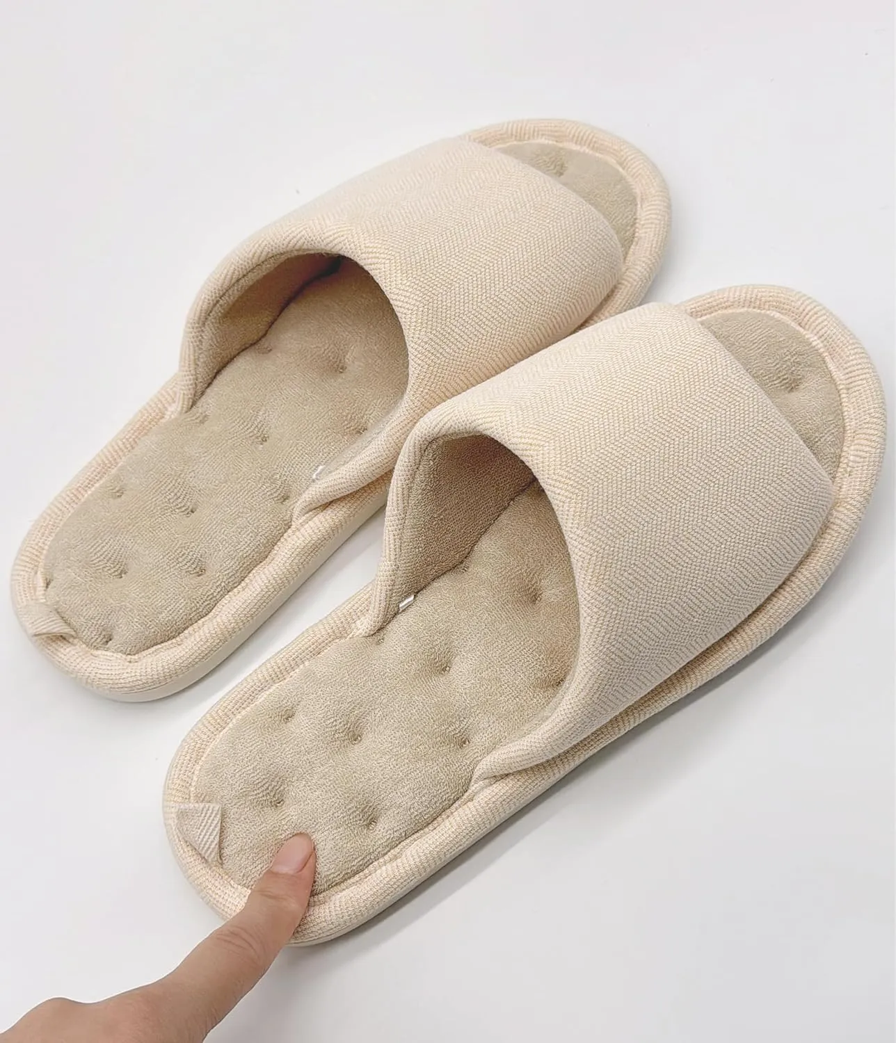 MAGILONA Women House Slippers Mens Bedroom Indoor Shoes Fall Memory Foam Open-Toe Home Shoes Slid Flax Soft Non-Slip Shoes