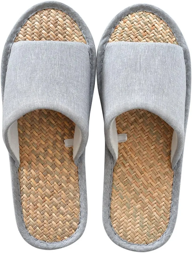 MAGILONA Women Mens Unisex Washable Cotton Open-Toe Home Slippers Indoor Shoes Casual Flax Soft Non-Slip Sole Shoes