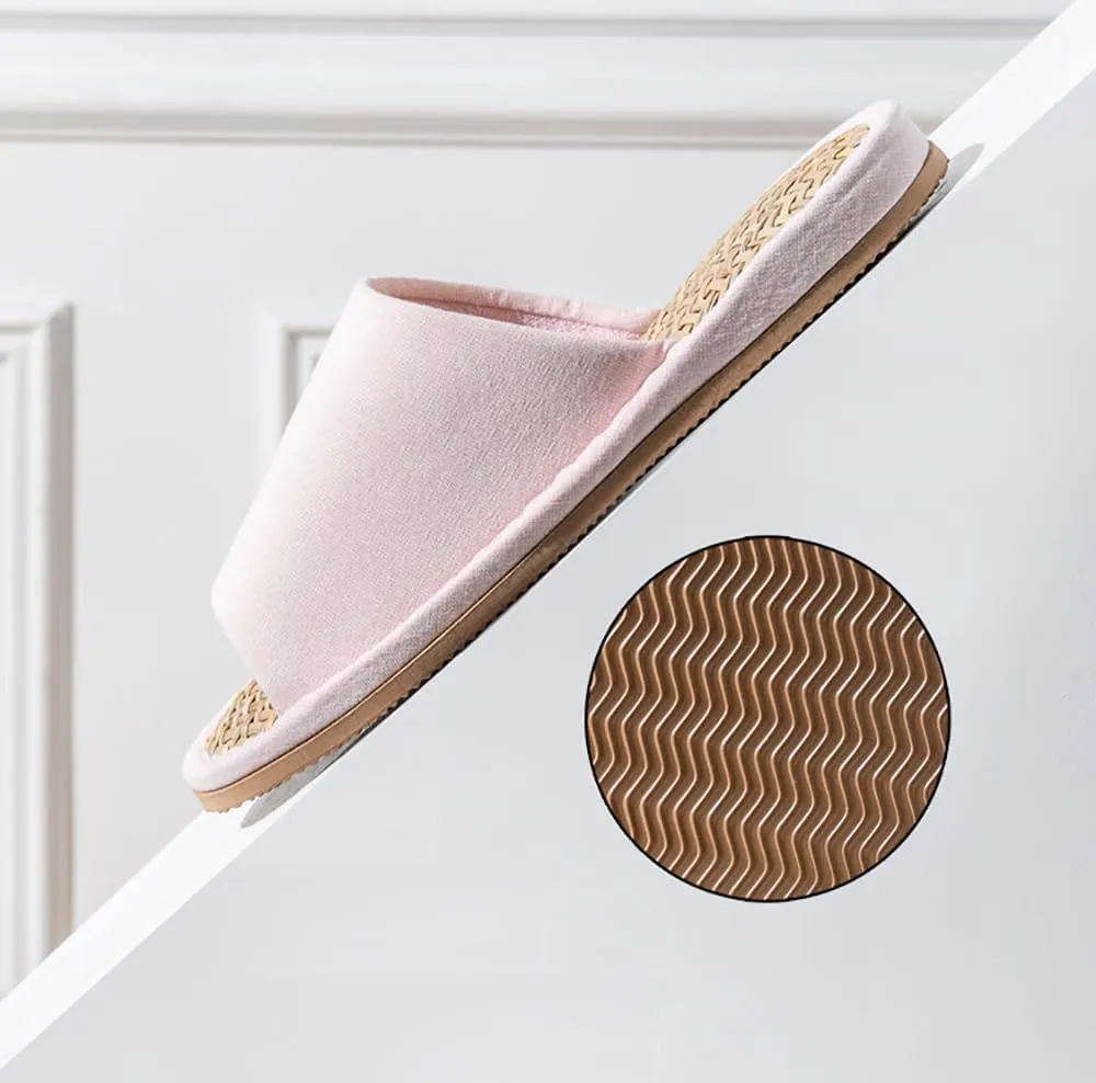 MAGILONA Women Mens Unisex Washable Cotton Open-Toe Home Slippers Indoor Shoes Casual Flax Soft Non-Slip Sole Shoes