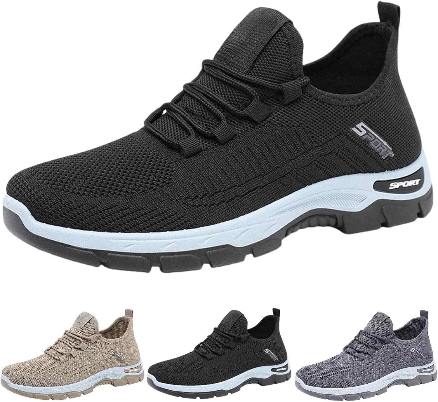 Men Running Shoes Tennis Walking Gym Slip On Workout Athletic Sneakers Lightweight Breathable Sport Casual Shoes