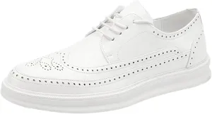 Men's Platform Brogue Dress Shoes Microfiber Leather Lace-Up Sneakers