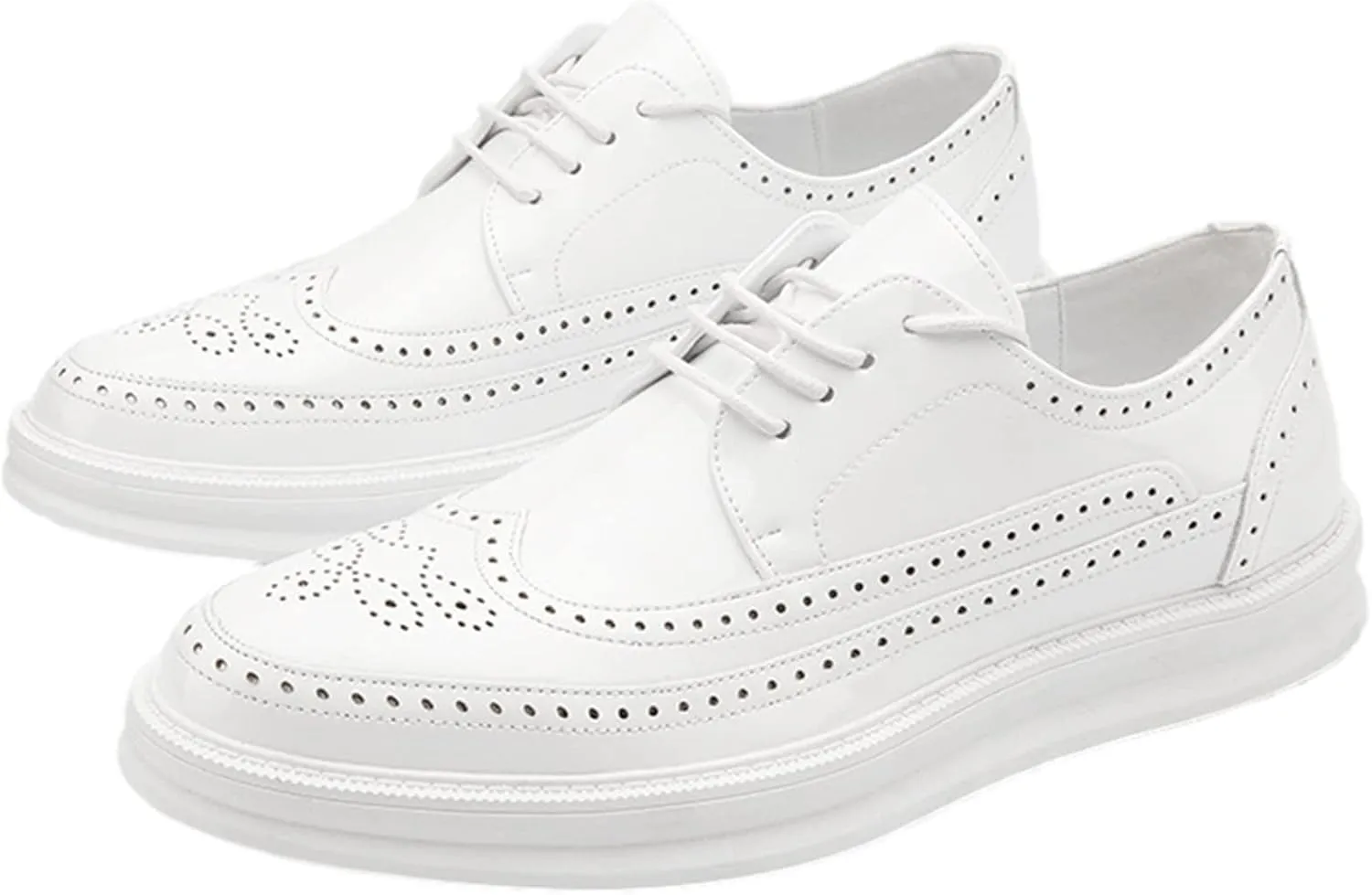 Men's Platform Brogue Dress Shoes Microfiber Leather Lace-Up Sneakers