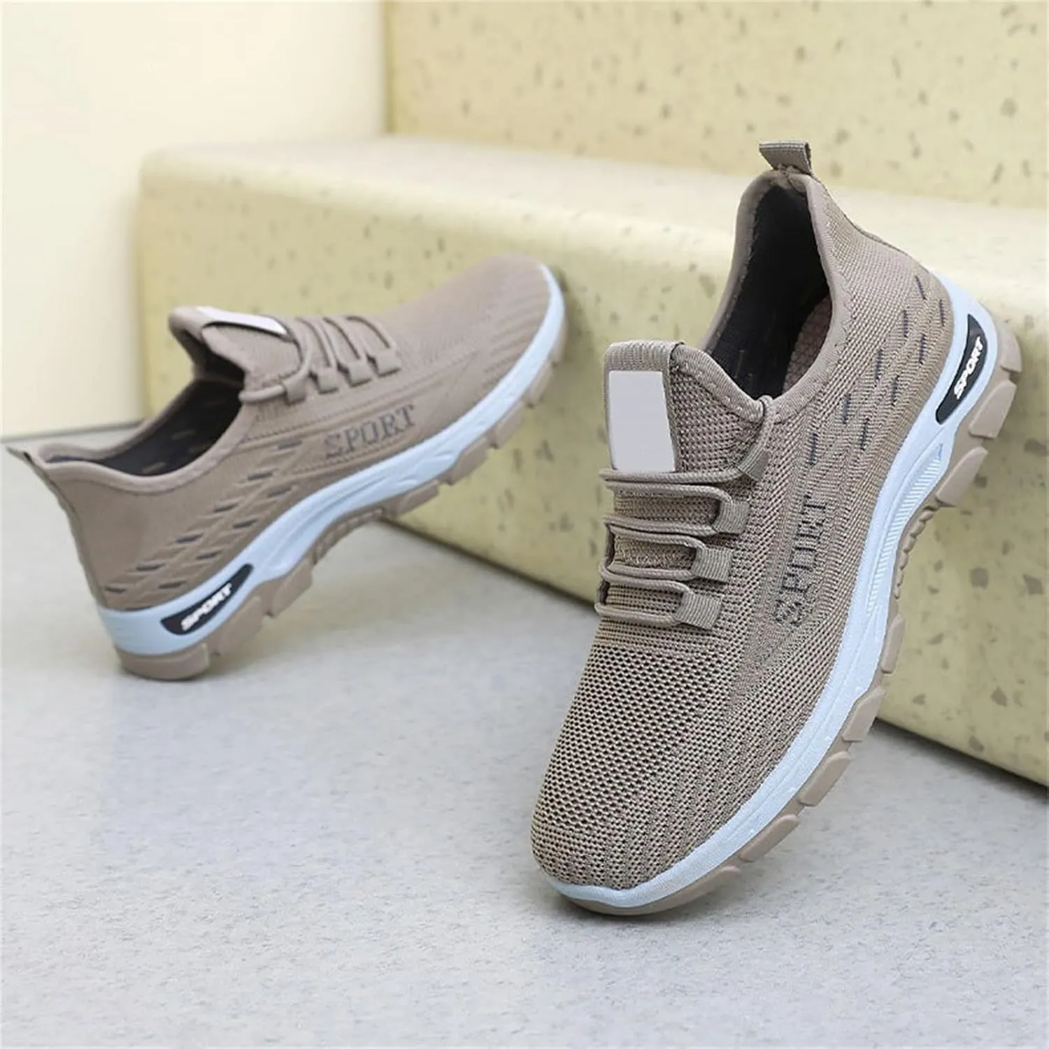 Mens Running Shoes Lace up Non Slip Fashion Sneakers Breathable Mesh Casual Sport Athletic Walking Shoes