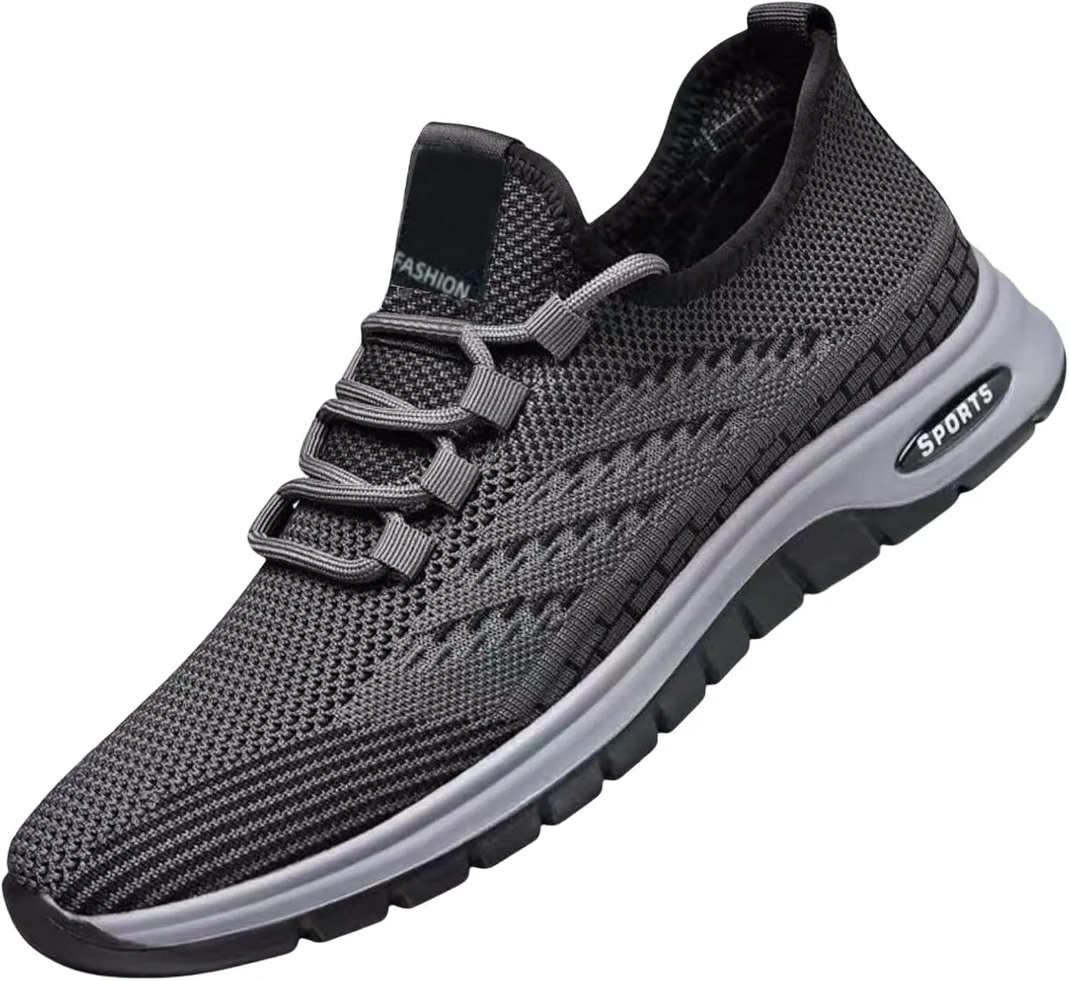 Mens Slip On Running Shoes Breathable Lightweight Comfortable Fashion Non Slip Sneakers Mesh Lace Up Walking Shoes