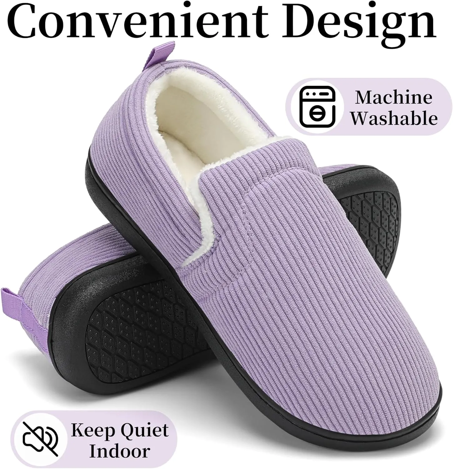Mens Slippers for Women Slip on House Shoes Outdoor Indoor Warm House Slippers Closed Back Winter Slipper Corduroy