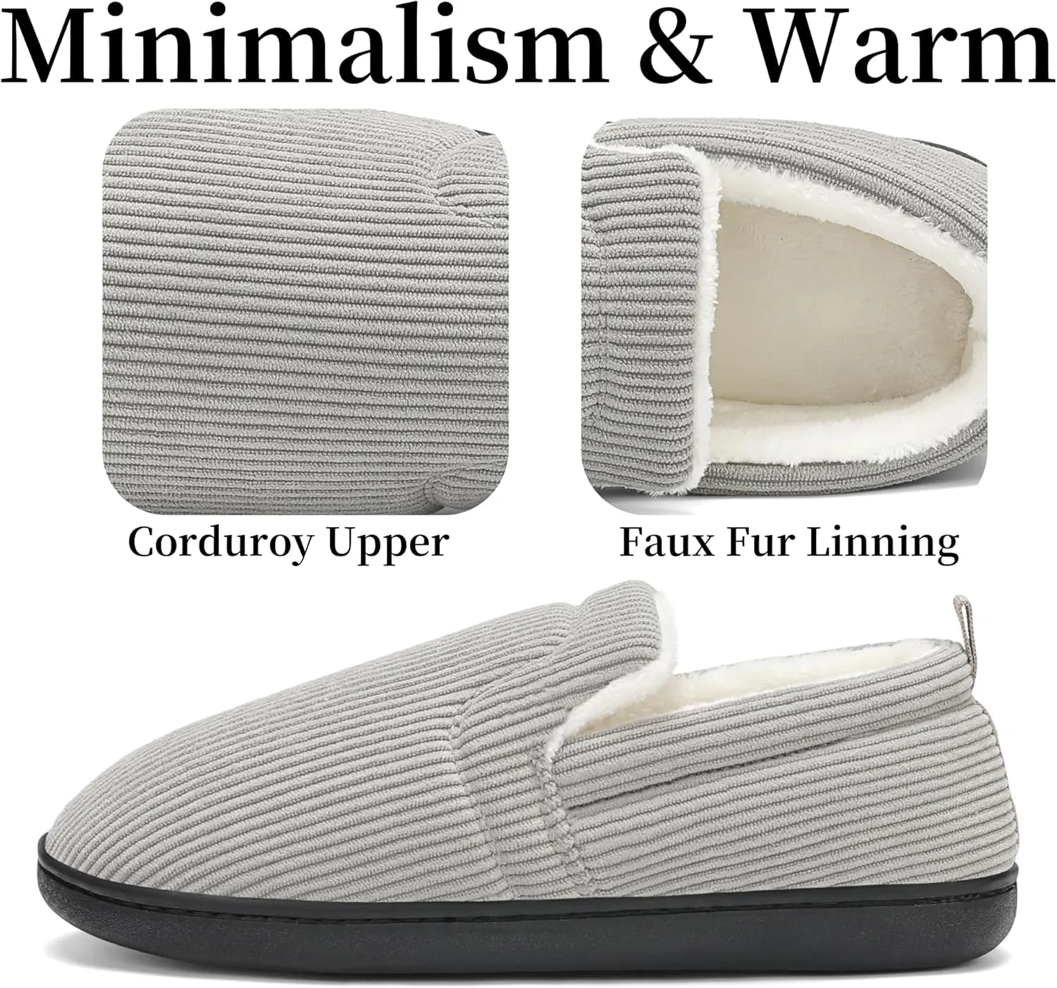 Mens Slippers for Women Slip on House Shoes Outdoor Indoor Warm House Slippers Closed Back Winter Slipper Corduroy