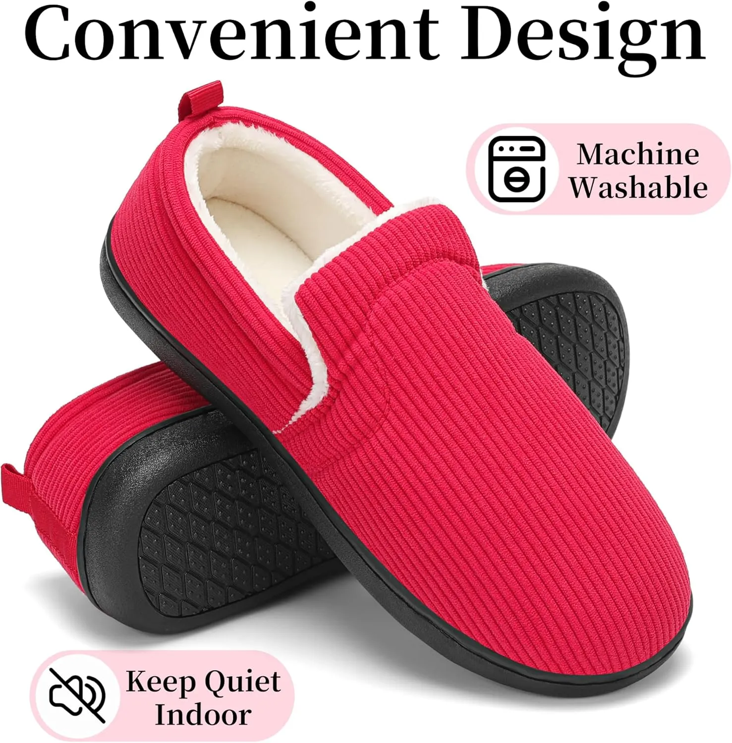 Mens Slippers for Women Slip on House Shoes Outdoor Indoor Warm House Slippers Closed Back Winter Slipper Corduroy