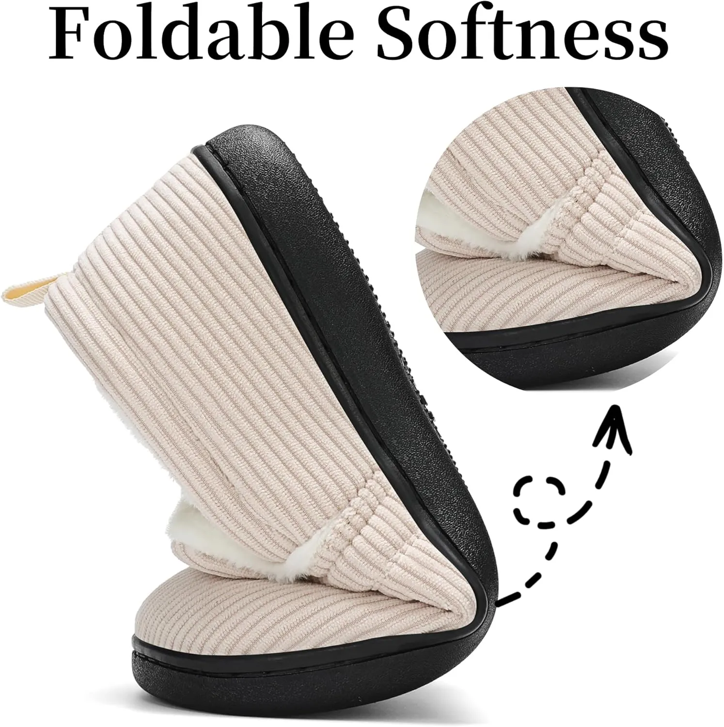 Mens Slippers for Women Slip on House Shoes Outdoor Indoor Warm House Slippers Closed Back Winter Slipper Corduroy