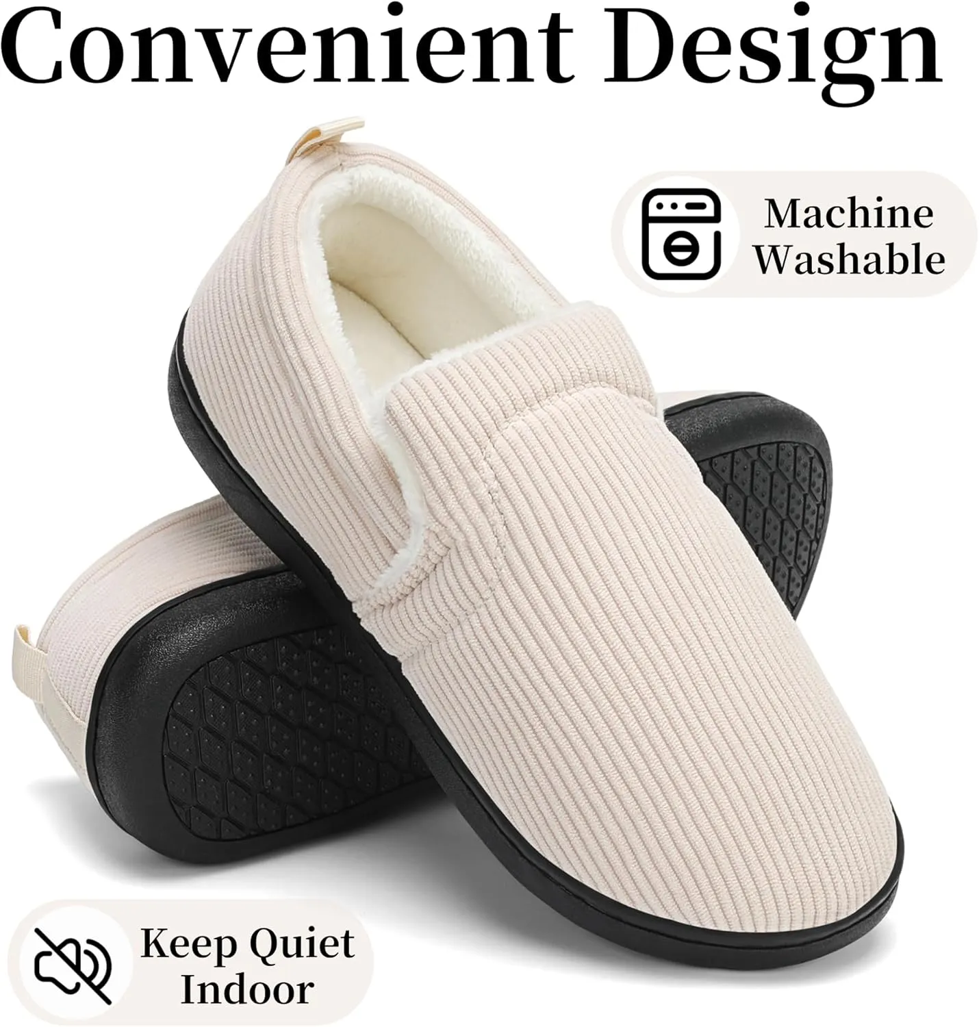Mens Slippers for Women Slip on House Shoes Outdoor Indoor Warm House Slippers Closed Back Winter Slipper Corduroy