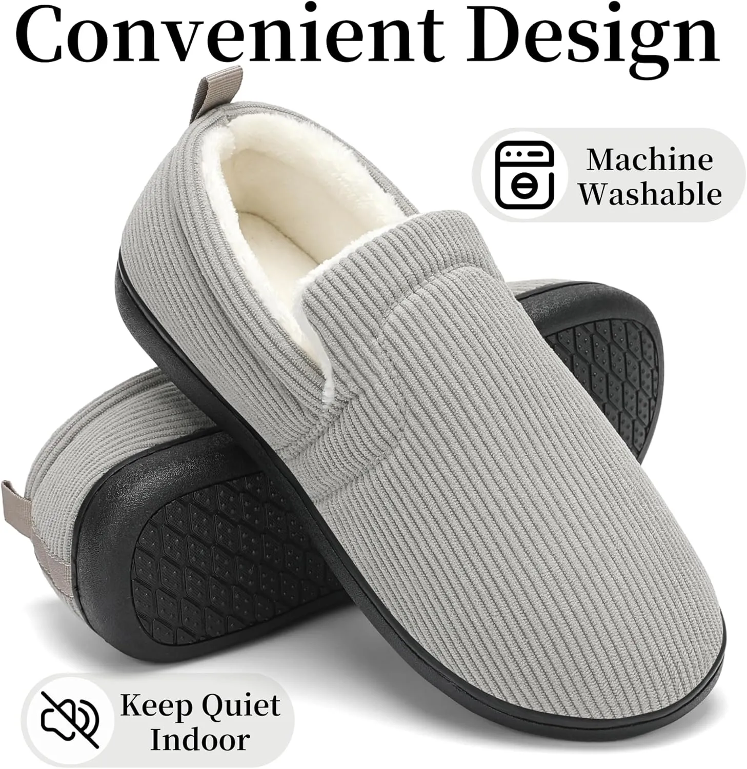 Mens Slippers for Women Slip on House Shoes Outdoor Indoor Warm House Slippers Closed Back Winter Slipper Corduroy