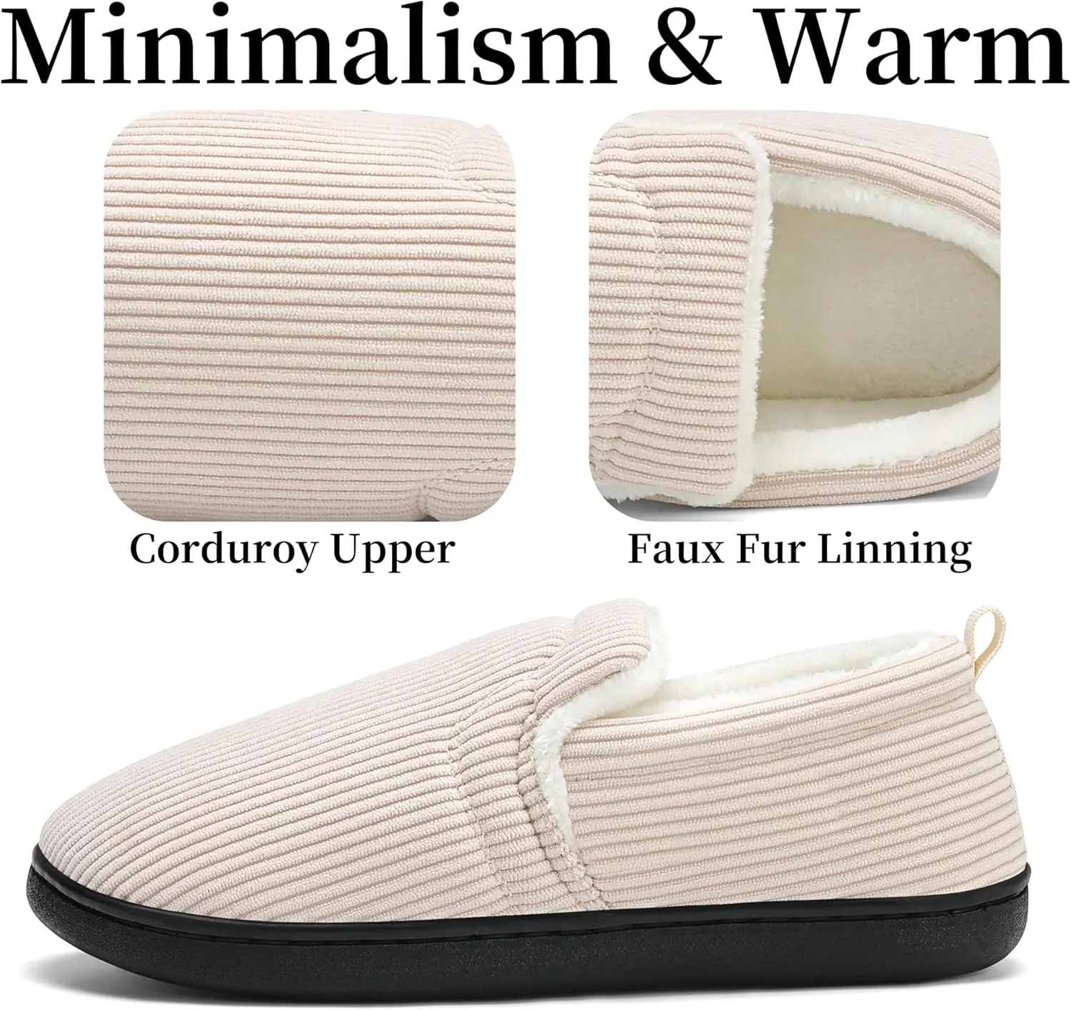Mens Slippers for Women Slip on House Shoes Outdoor Indoor Warm House Slippers Closed Back Winter Slipper Corduroy