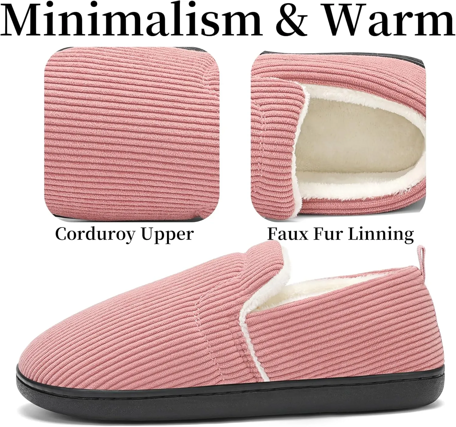 Mens Slippers for Women Slip on House Shoes Outdoor Indoor Warm House Slippers Closed Back Winter Slipper Corduroy