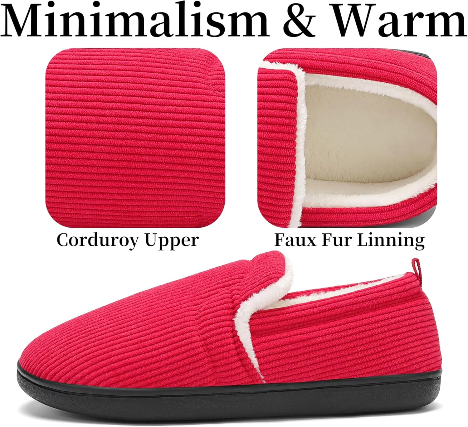 Mens Slippers for Women Slip on House Shoes Outdoor Indoor Warm House Slippers Closed Back Winter Slipper Corduroy