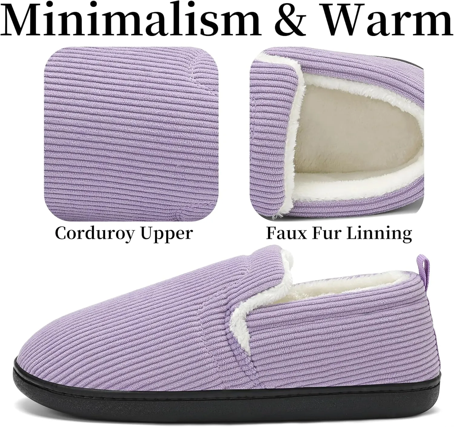 Mens Slippers for Women Slip on House Shoes Outdoor Indoor Warm House Slippers Closed Back Winter Slipper Corduroy