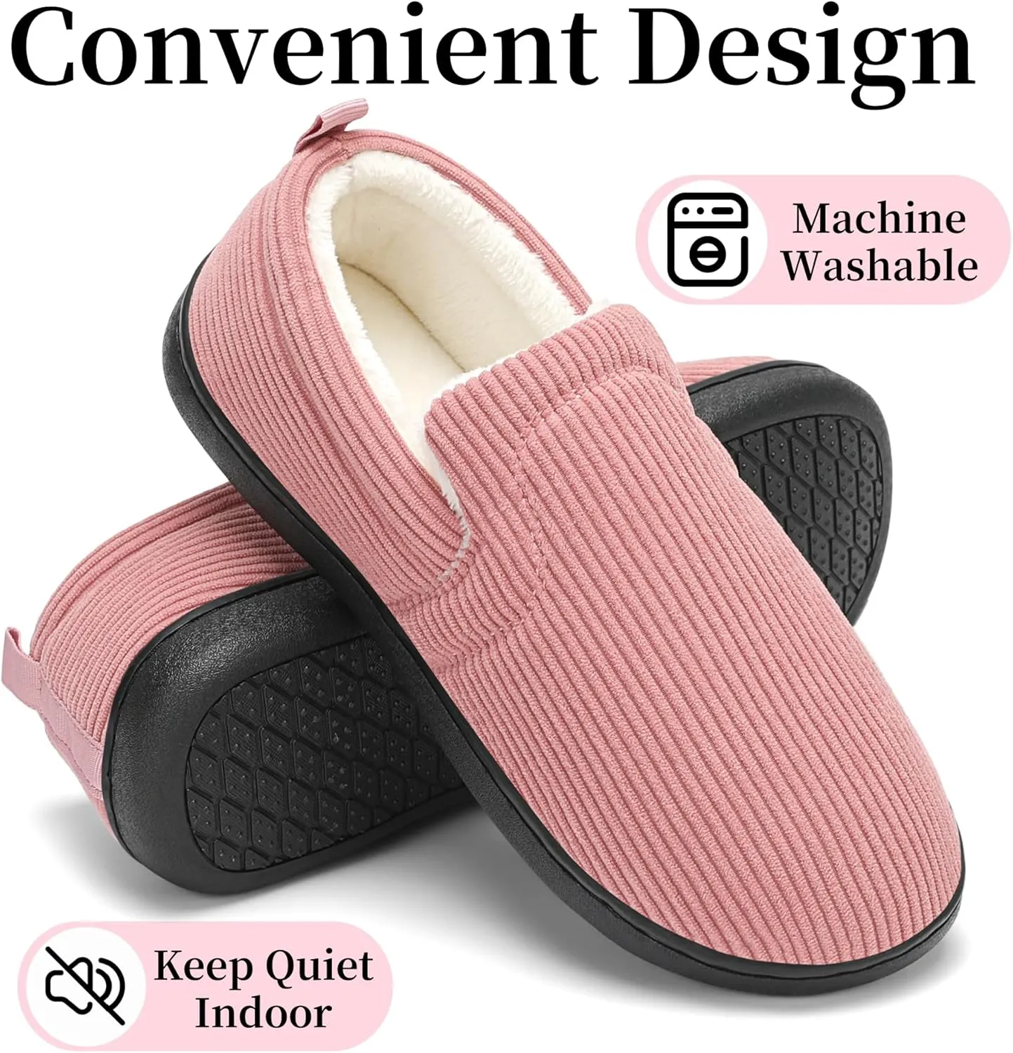 Mens Slippers for Women Slip on House Shoes Outdoor Indoor Warm House Slippers Closed Back Winter Slipper Corduroy