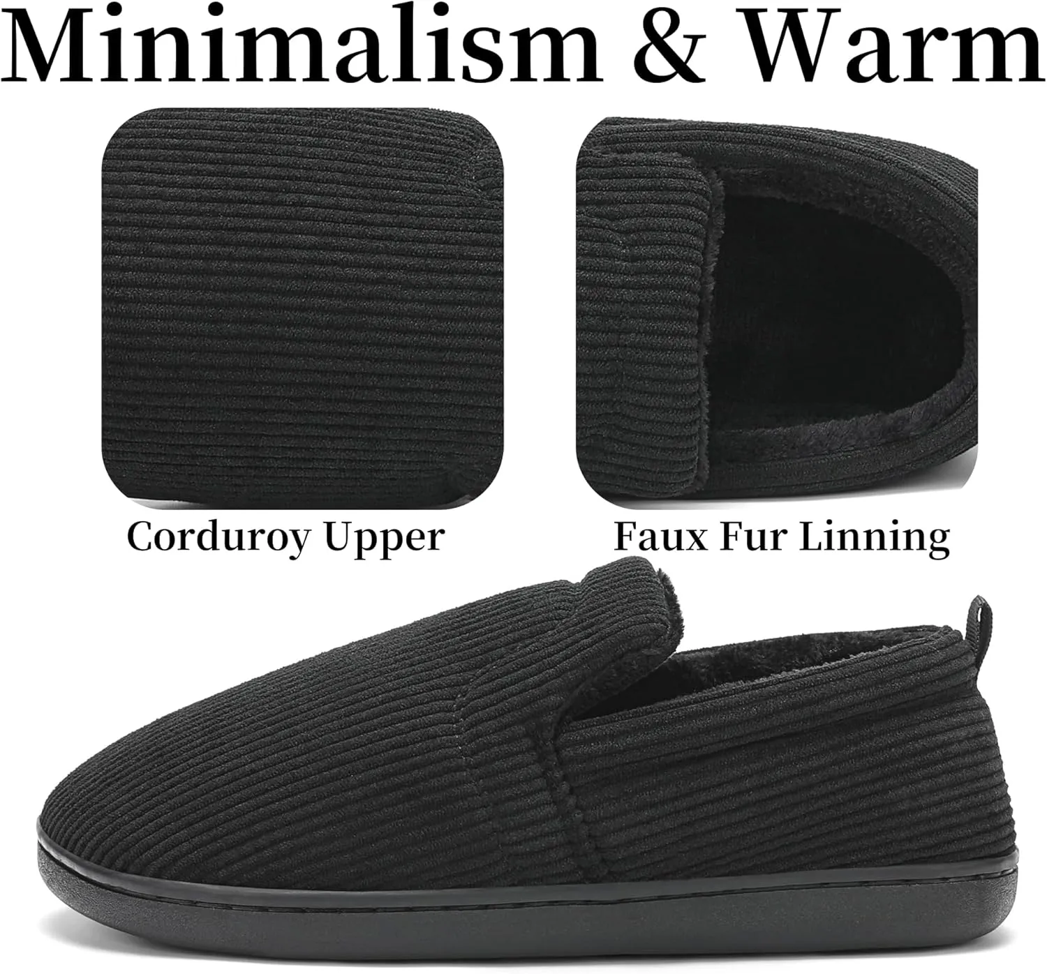 Mens Slippers for Women Slip on House Shoes Outdoor Indoor Warm House Slippers Closed Back Winter Slipper Corduroy
