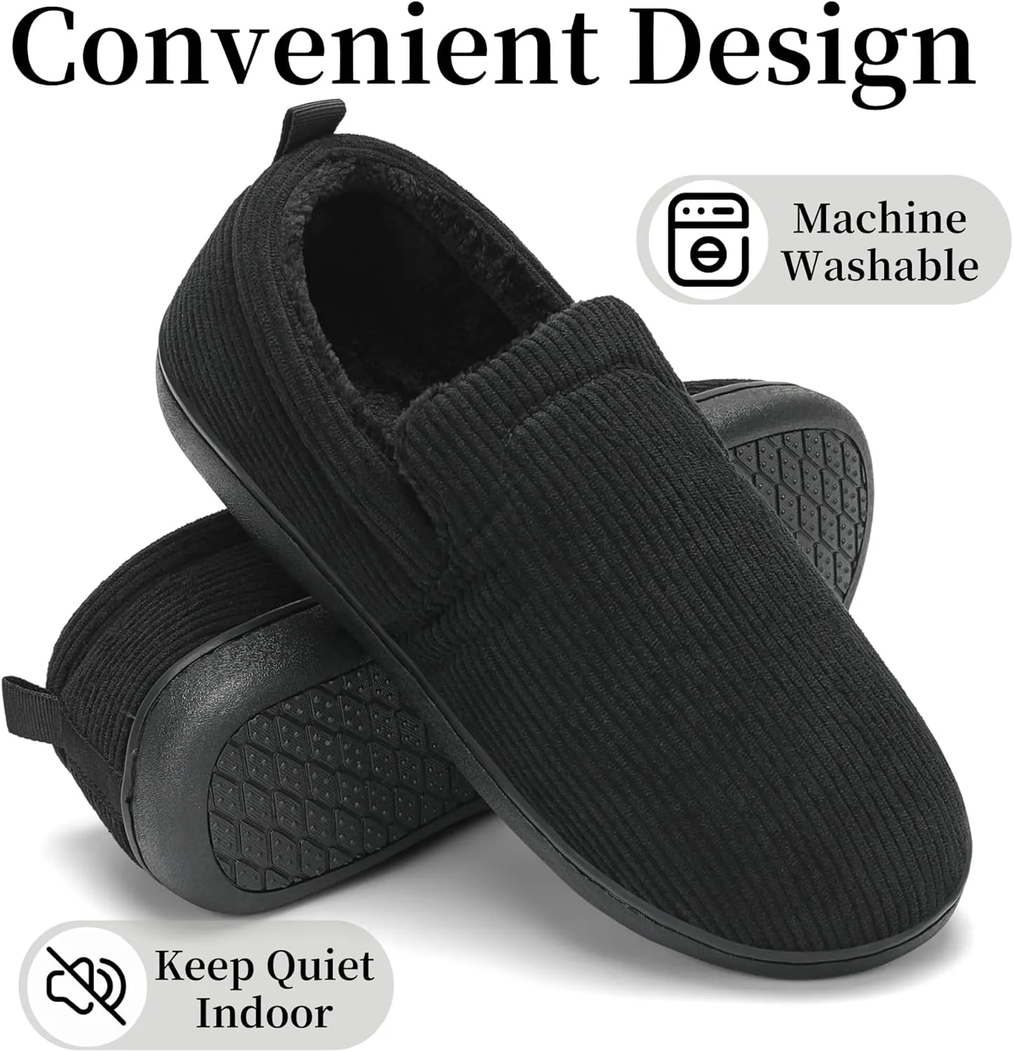 Mens Slippers for Women Slip on House Shoes Outdoor Indoor Warm House Slippers Closed Back Winter Slipper Corduroy