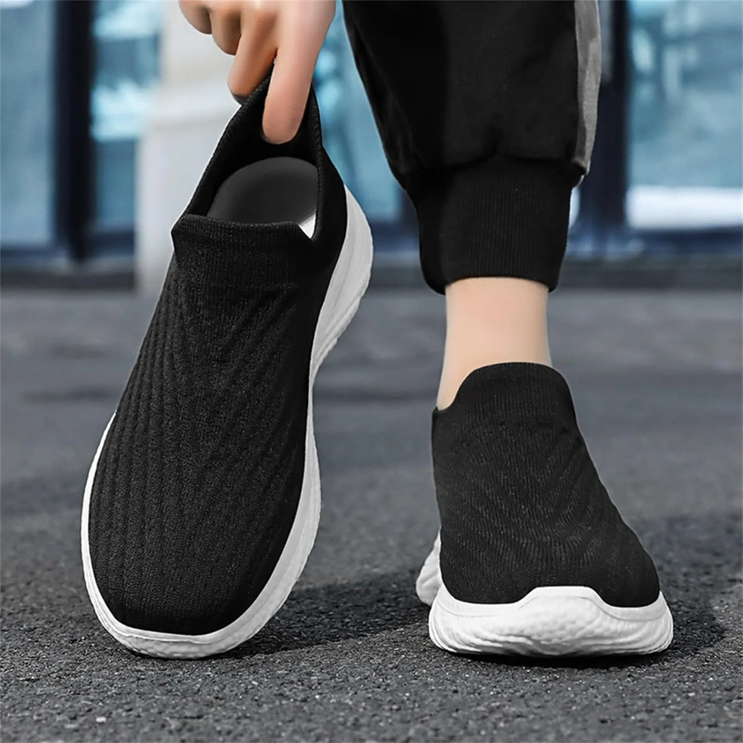 Mens Sneaker Non Slip Walking Shoes Slip on Lightweight Breathable Tennis Sneakers Casual Travel Gym Work Shoes