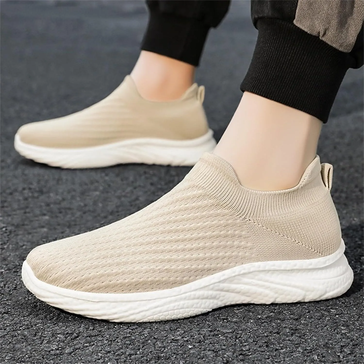 Mens Sneaker Non Slip Walking Shoes Slip on Lightweight Breathable Tennis Sneakers Casual Travel Gym Work Shoes