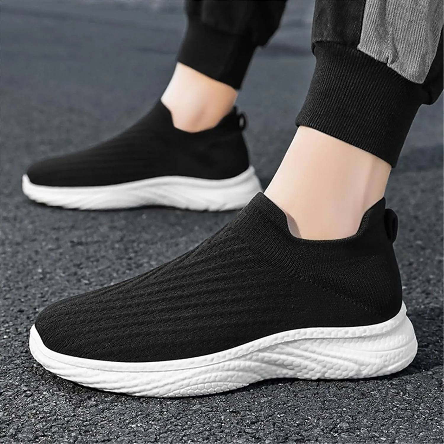 Mens Sneaker Non Slip Walking Shoes Slip on Lightweight Breathable Tennis Sneakers Casual Travel Gym Work Shoes