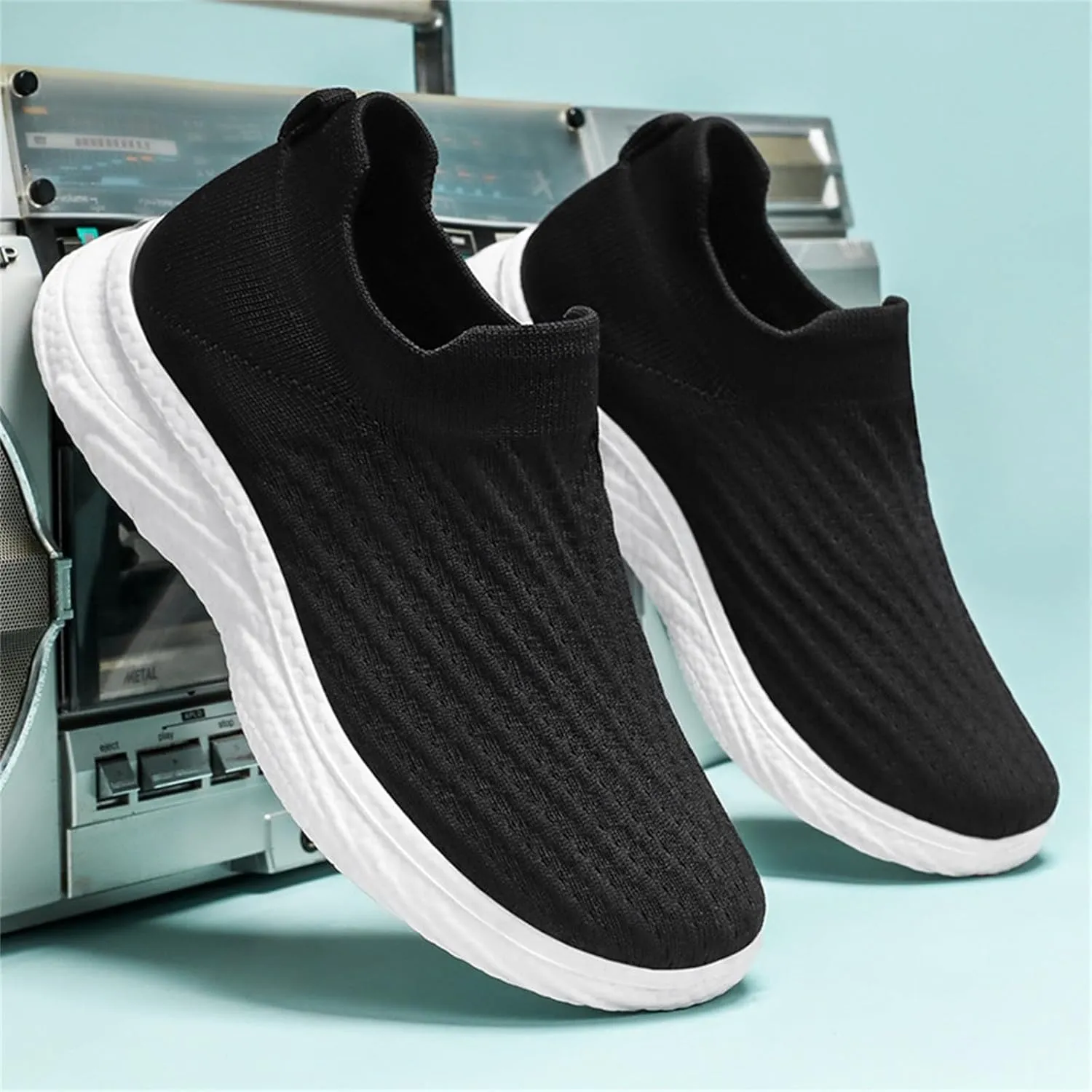 Mens Sneaker Non Slip Walking Shoes Slip on Lightweight Breathable Tennis Sneakers Casual Travel Gym Work Shoes