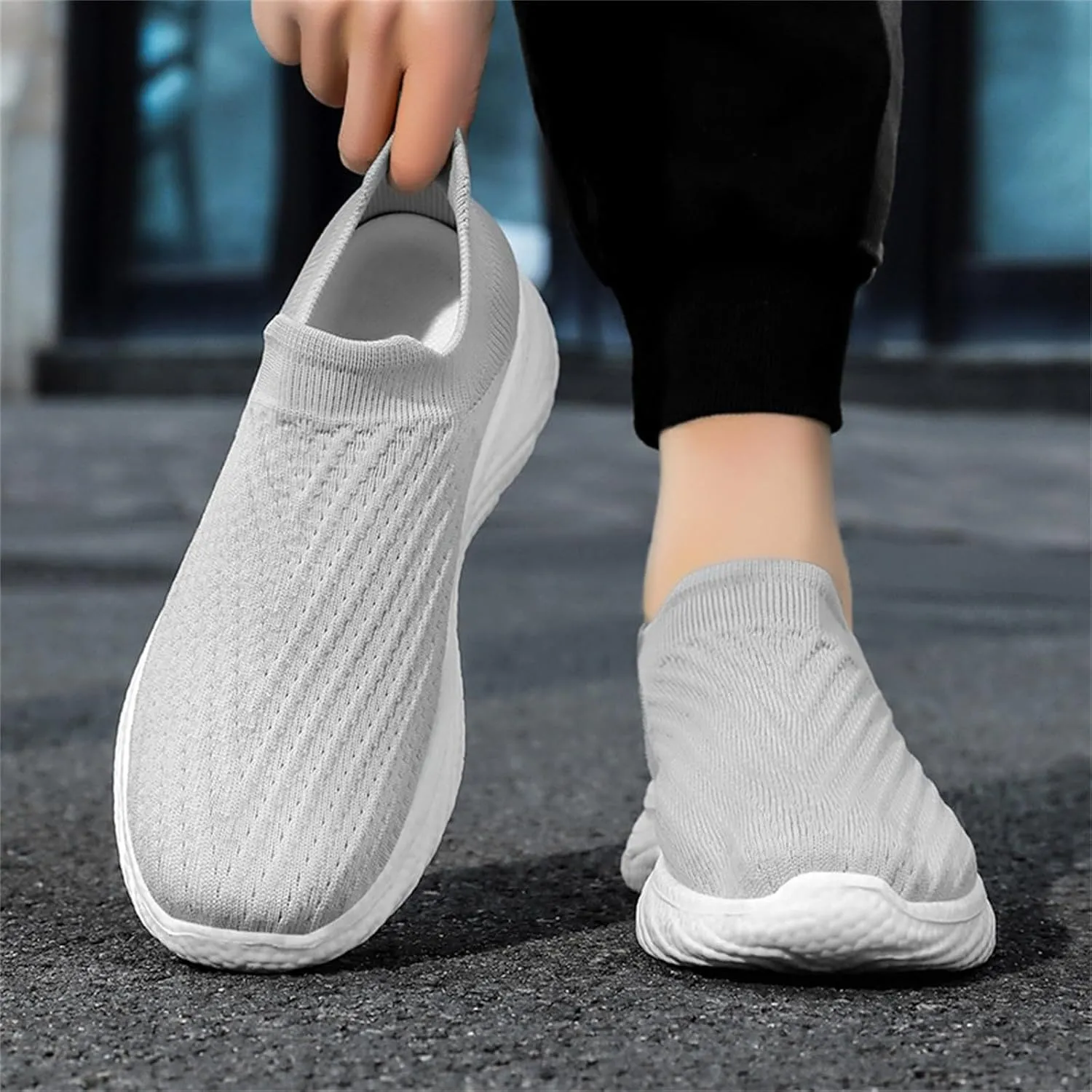 Mens Sneaker Non Slip Walking Shoes Slip on Lightweight Breathable Tennis Sneakers Casual Travel Gym Work Shoes