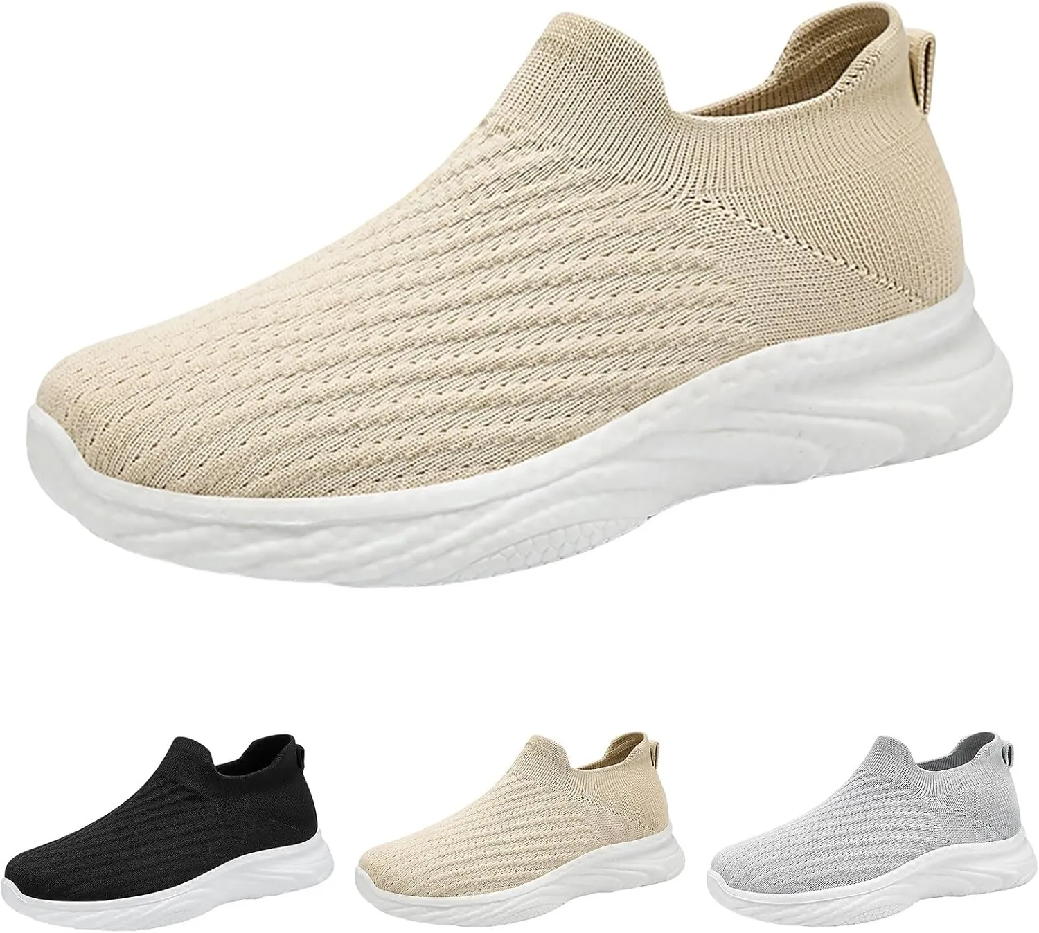 Mens Sneaker Non Slip Walking Shoes Slip on Lightweight Breathable Tennis Sneakers Casual Travel Gym Work Shoes