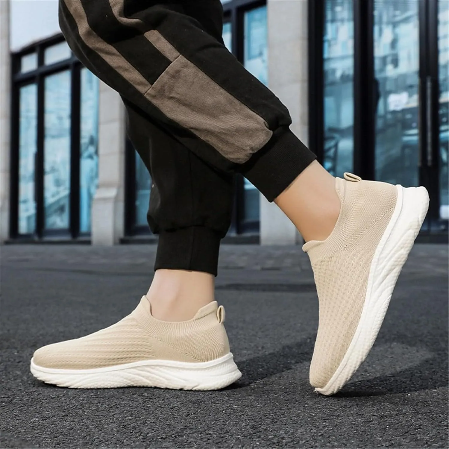Mens Sneaker Non Slip Walking Shoes Slip on Lightweight Breathable Tennis Sneakers Casual Travel Gym Work Shoes