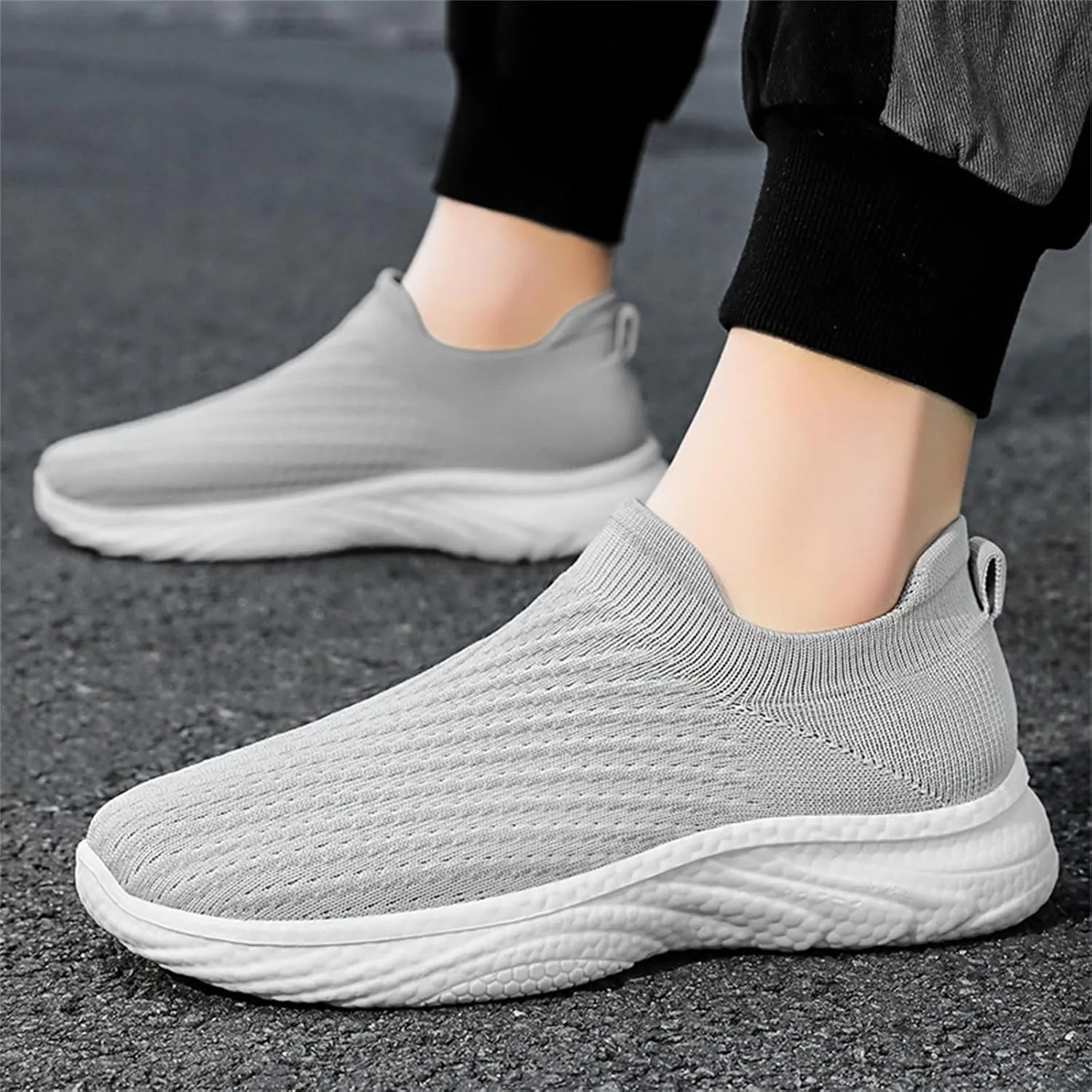 Mens Sneaker Non Slip Walking Shoes Slip on Lightweight Breathable Tennis Sneakers Casual Travel Gym Work Shoes