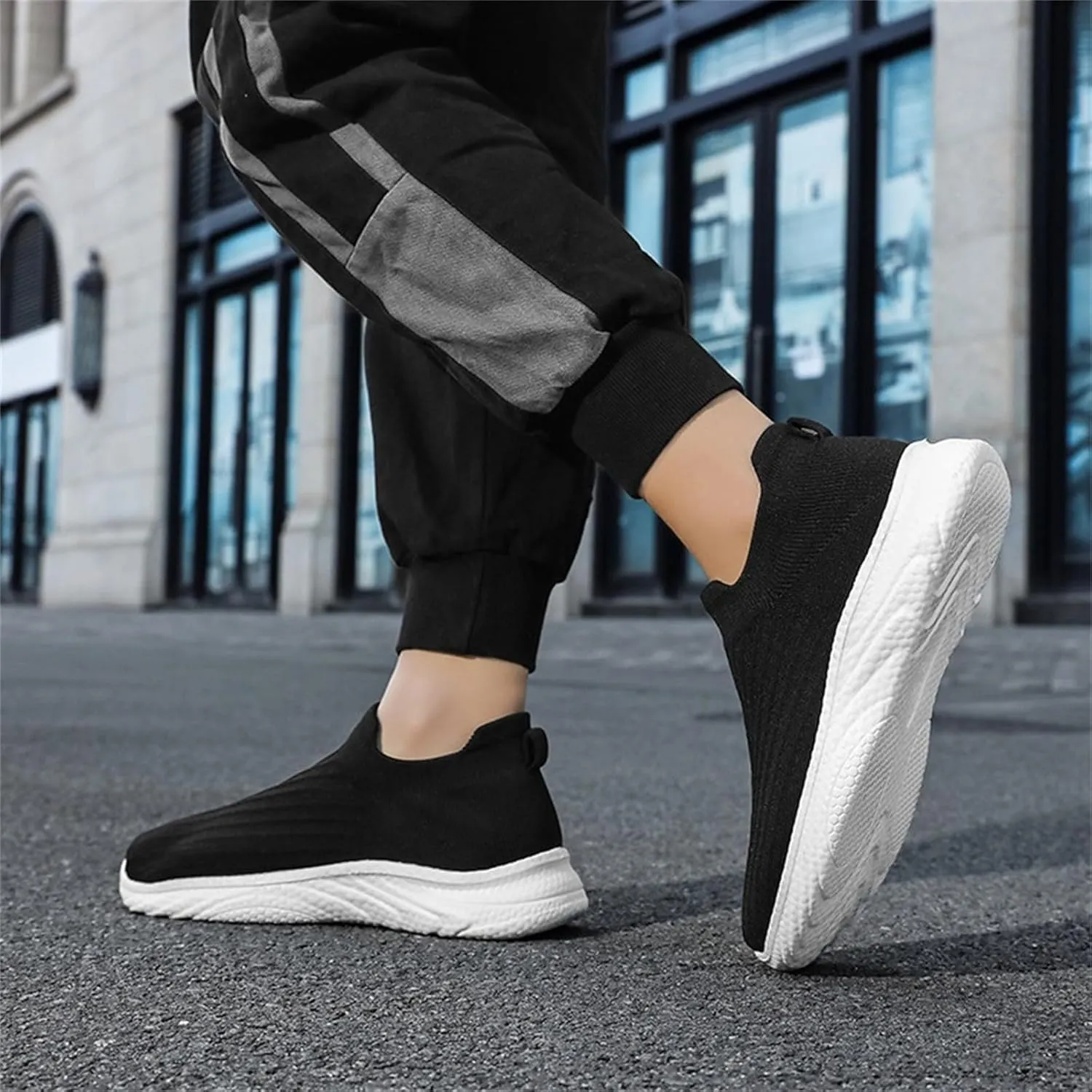 Mens Sneaker Non Slip Walking Shoes Slip on Lightweight Breathable Tennis Sneakers Casual Travel Gym Work Shoes