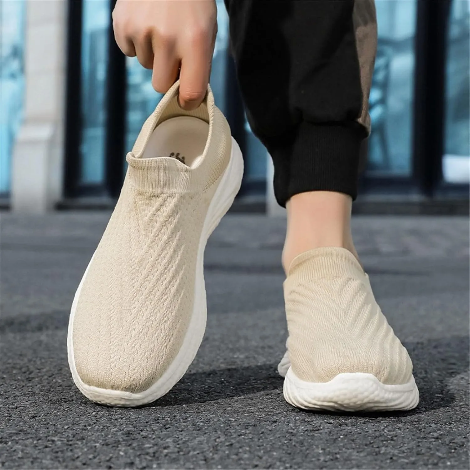 Mens Sneaker Non Slip Walking Shoes Slip on Lightweight Breathable Tennis Sneakers Casual Travel Gym Work Shoes