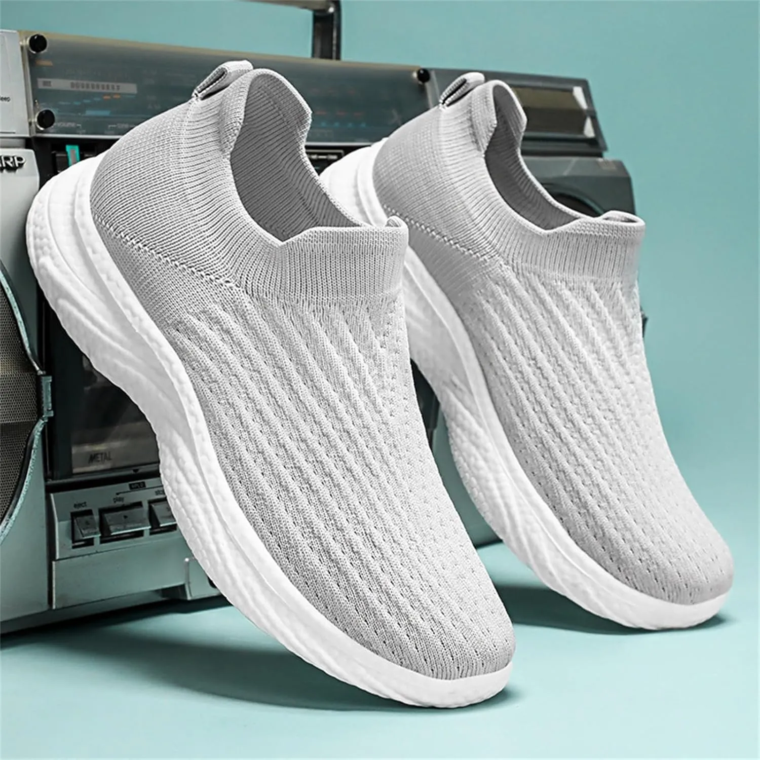 Mens Sneaker Non Slip Walking Shoes Slip on Lightweight Breathable Tennis Sneakers Casual Travel Gym Work Shoes