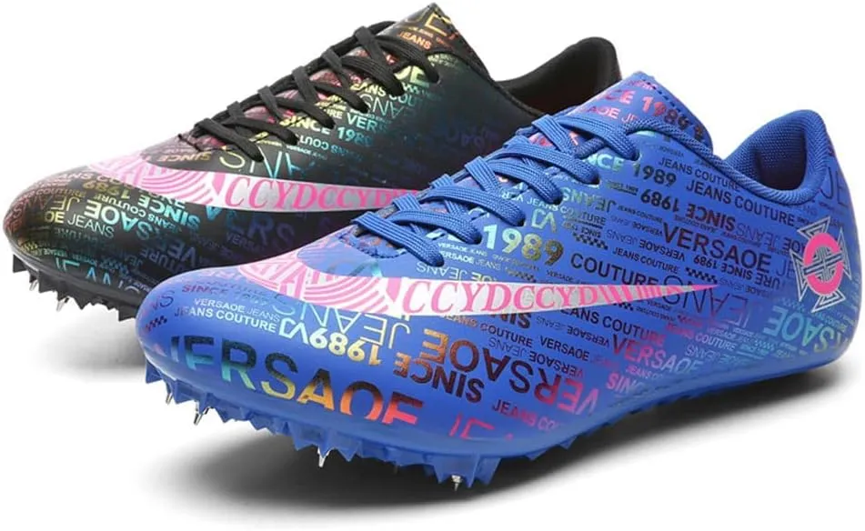 Mens Womens Track and Field Shoes Sprint Sport Sneakers Mesh Breathable Professional Running Nail Spikes Shoes for Boys Girls