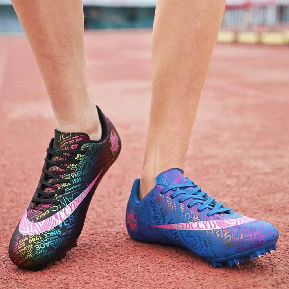 Mens Womens Track and Field Shoes Sprint Sport Sneakers Mesh Breathable Professional Running Nail Spikes Shoes for Boys Girls